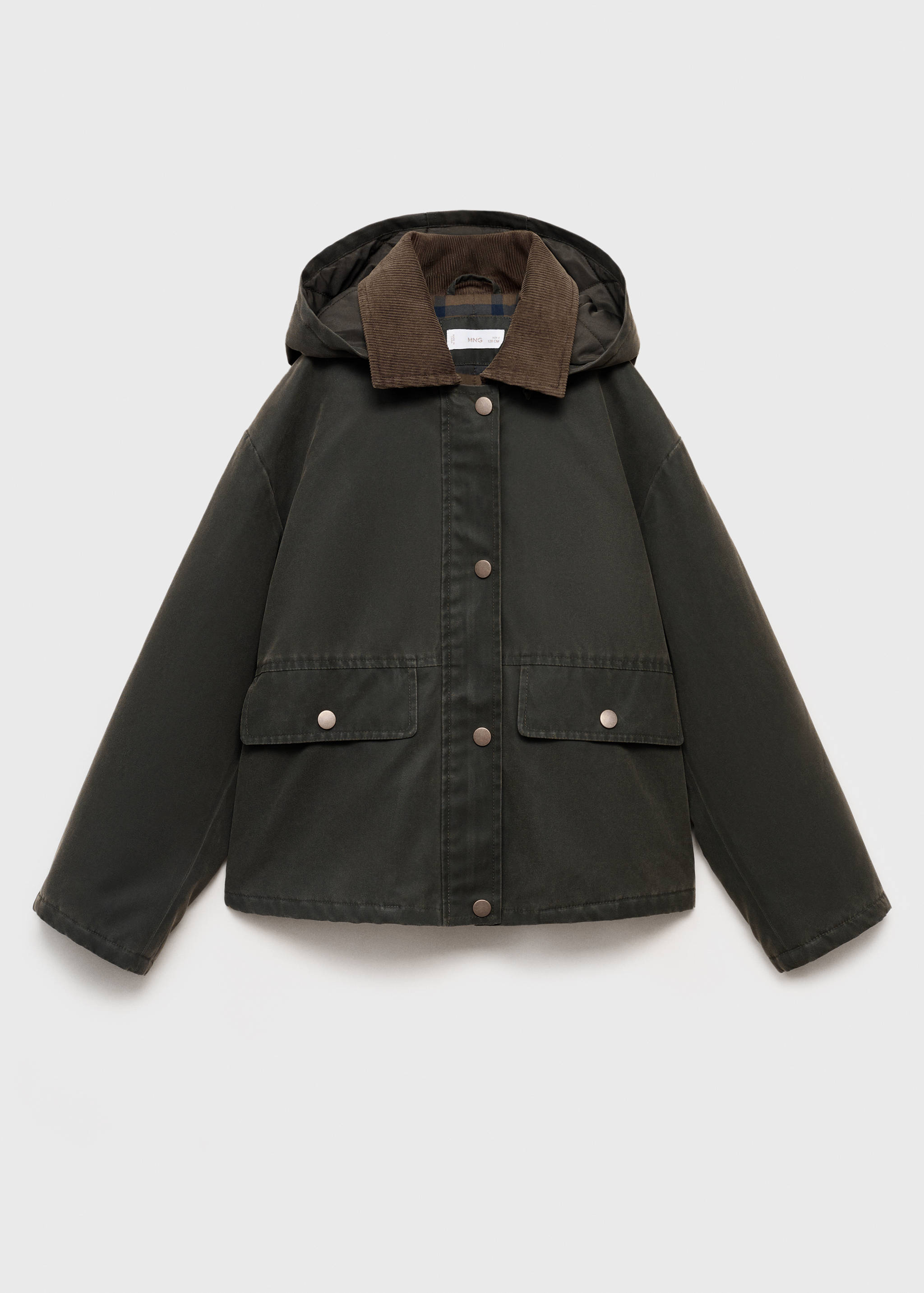 Waxed-effect jacket with hood - Article without model