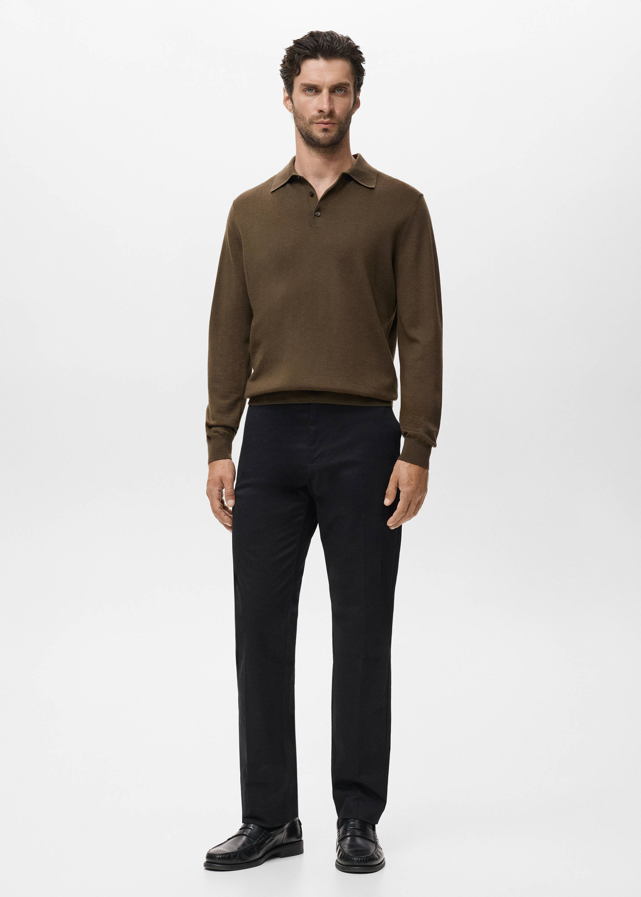 100% merino wool polo sweater - General plane