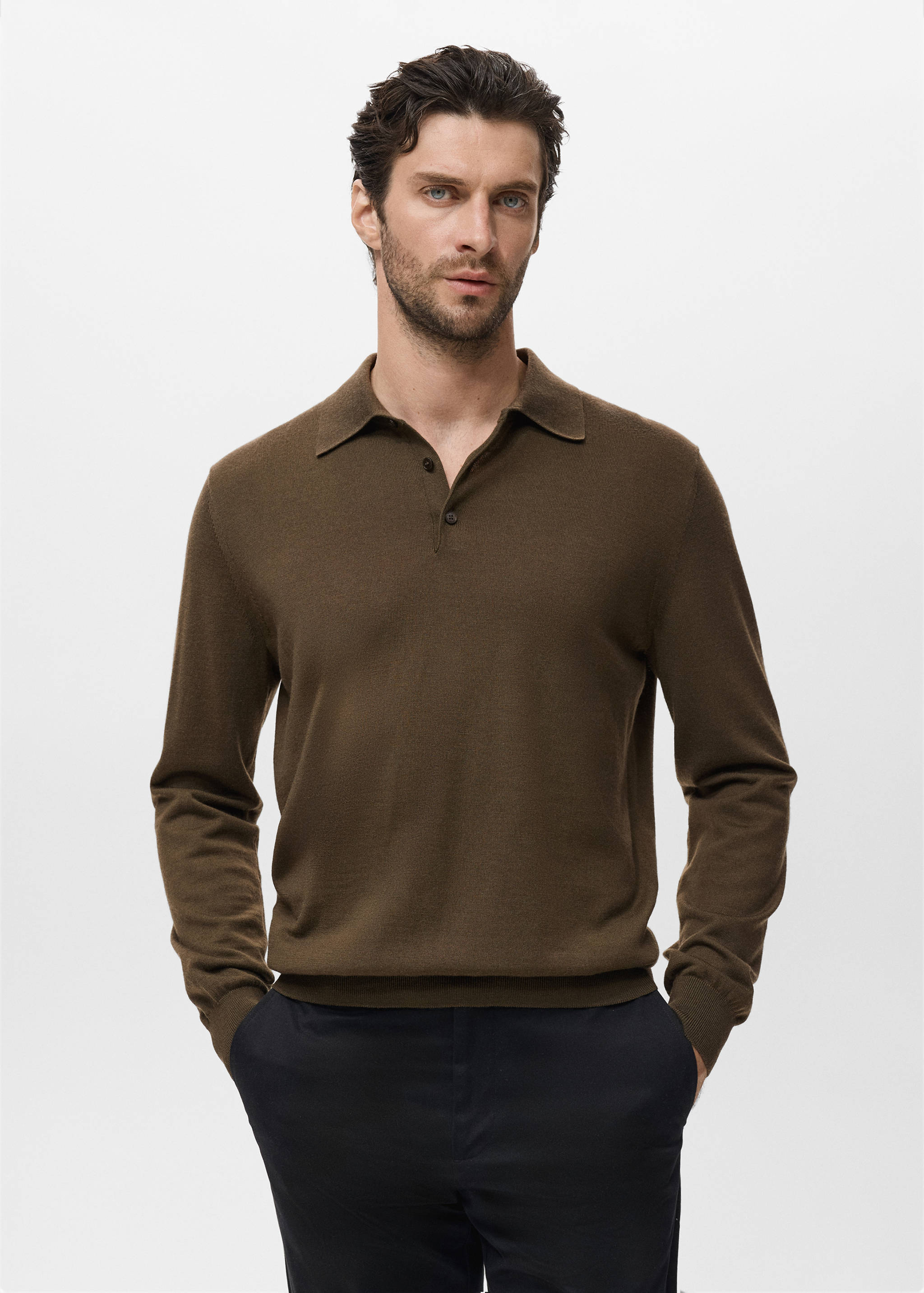 100% merino wool polo sweater - Medium plane