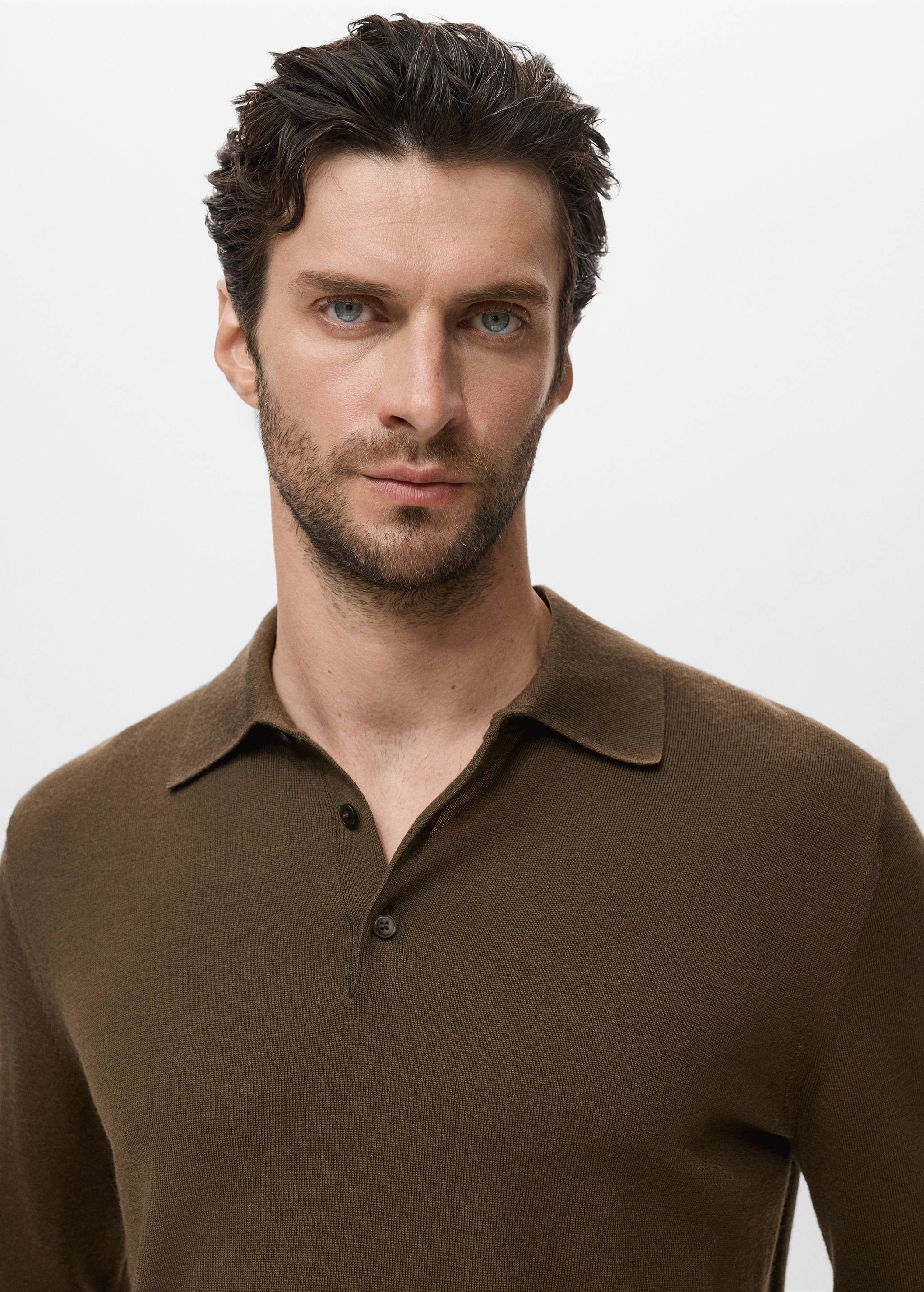 100% merino wool polo sweater - Details of the article 1