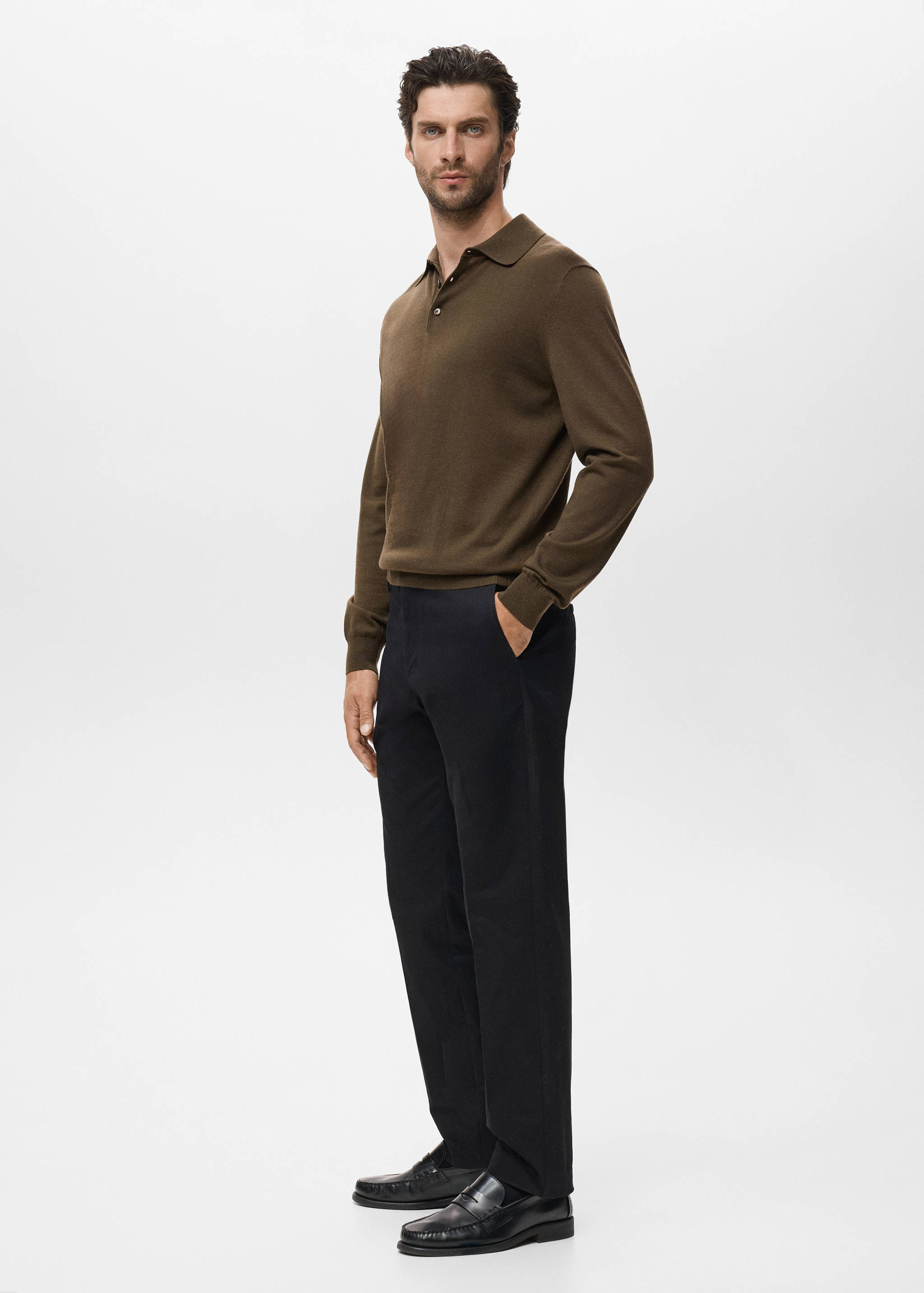 100% merino wool polo sweater - Details of the article 2