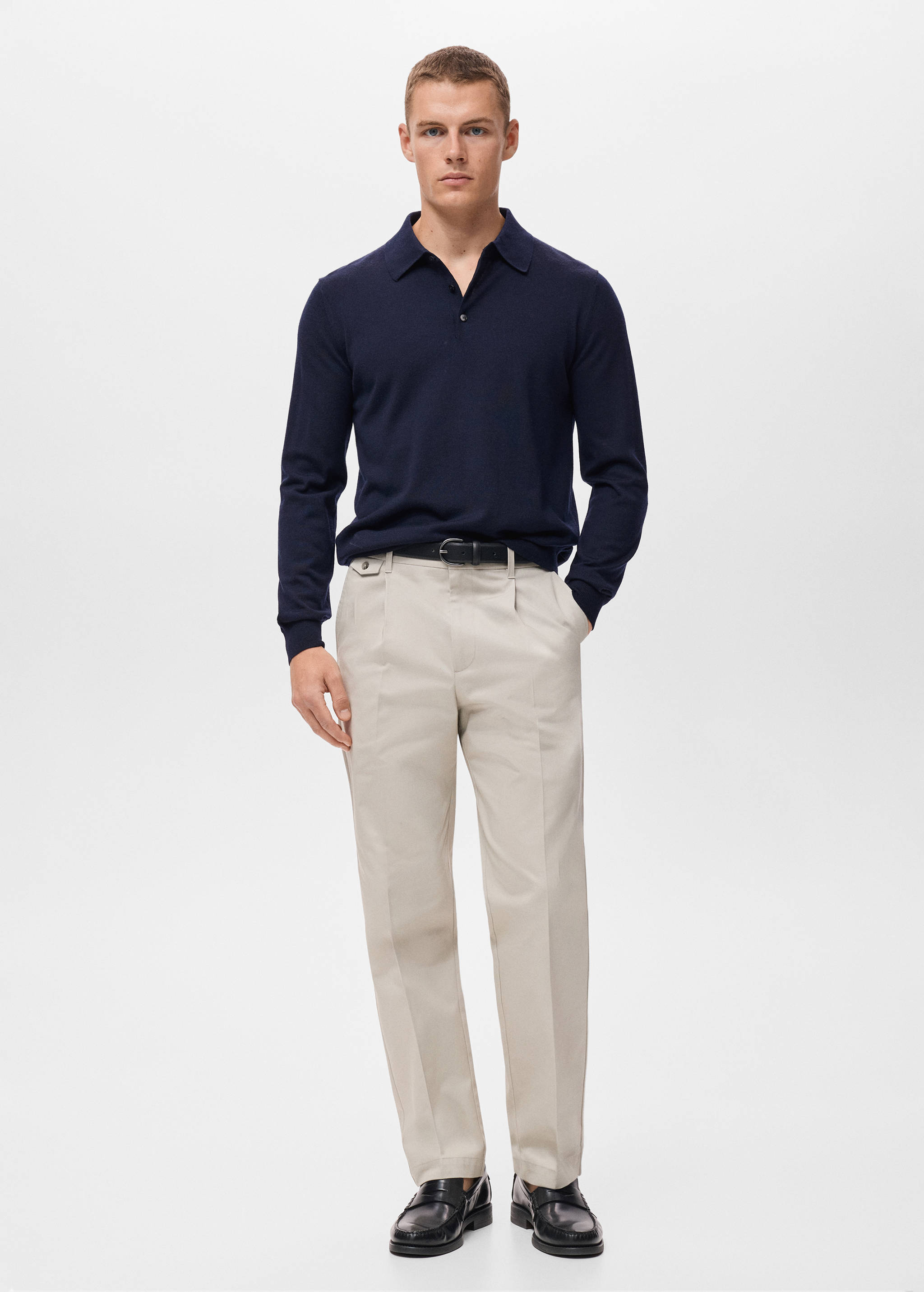 100% merino wool polo sweater - General plane