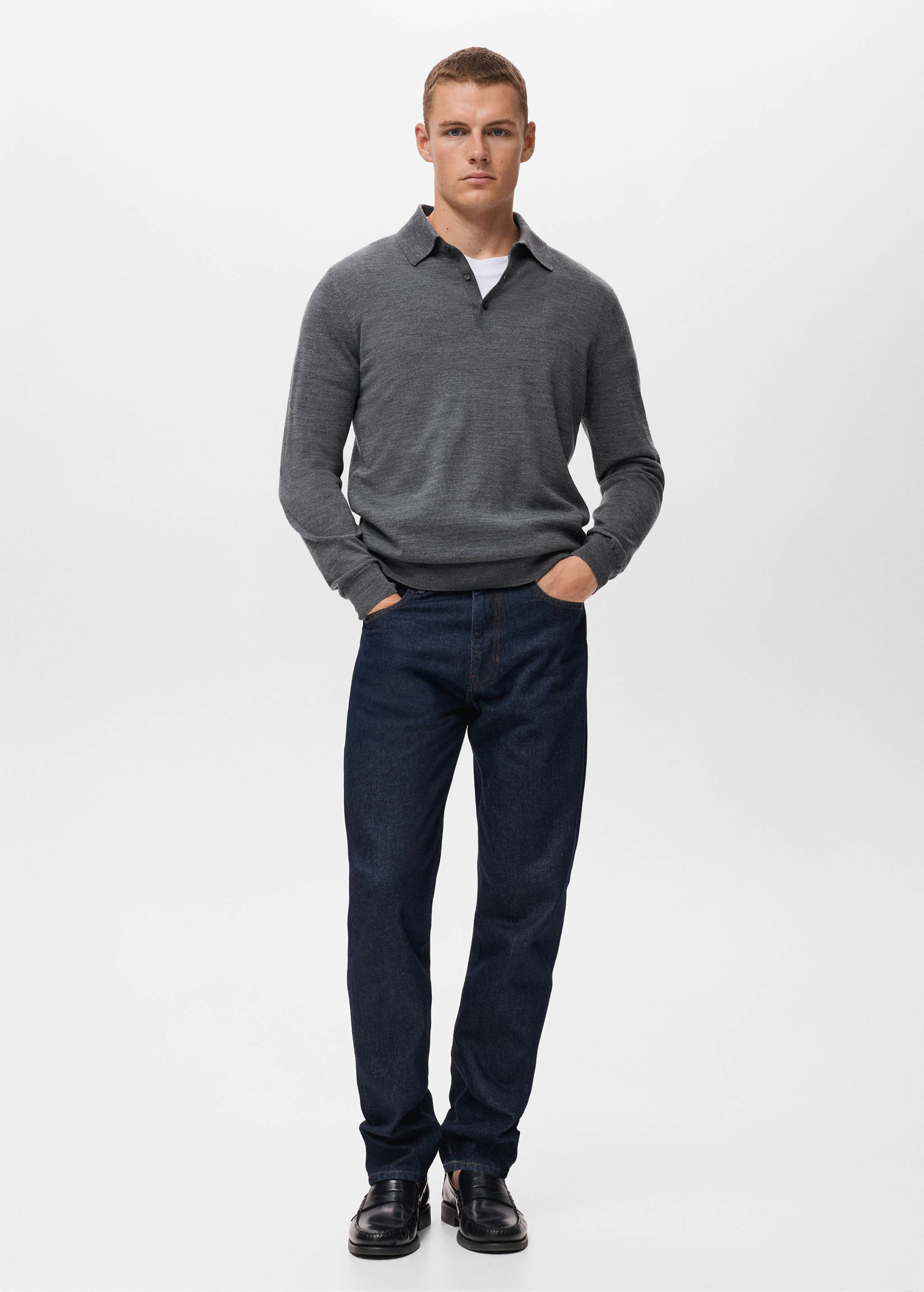 100% merino wool polo sweater - General plane