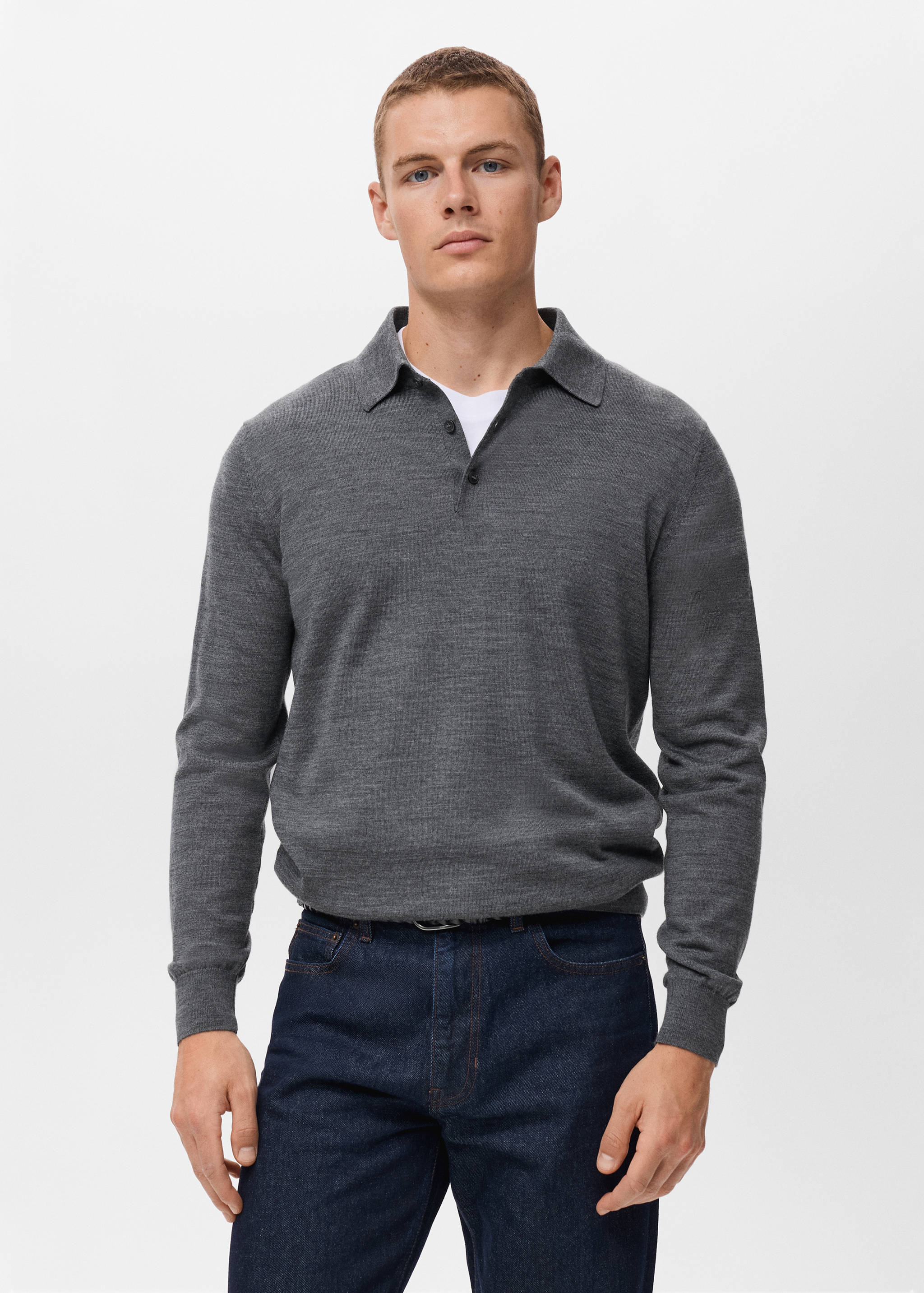 100% merino wool polo sweater - Medium plane