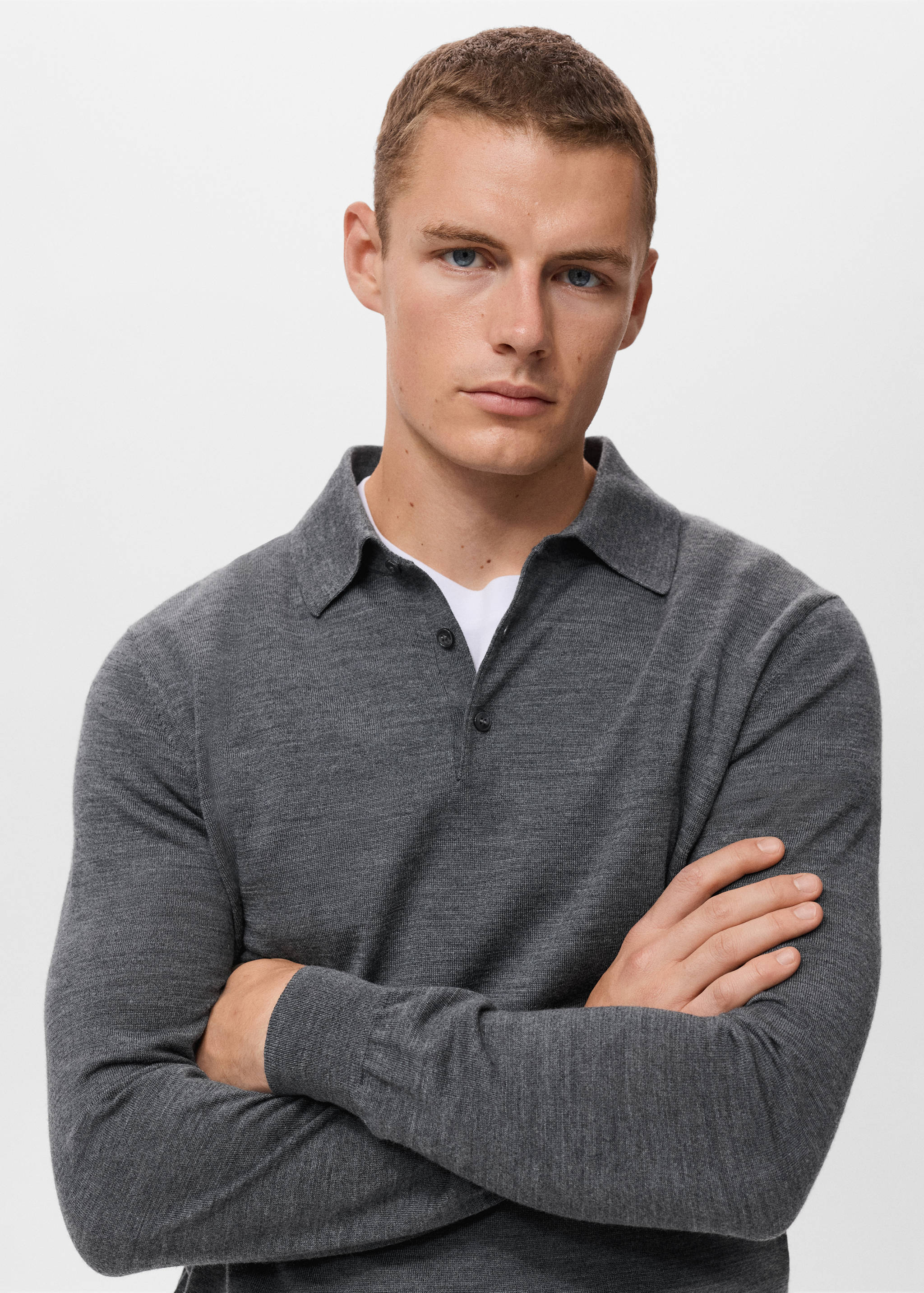 100% merino wool polo sweater - Details of the article 1