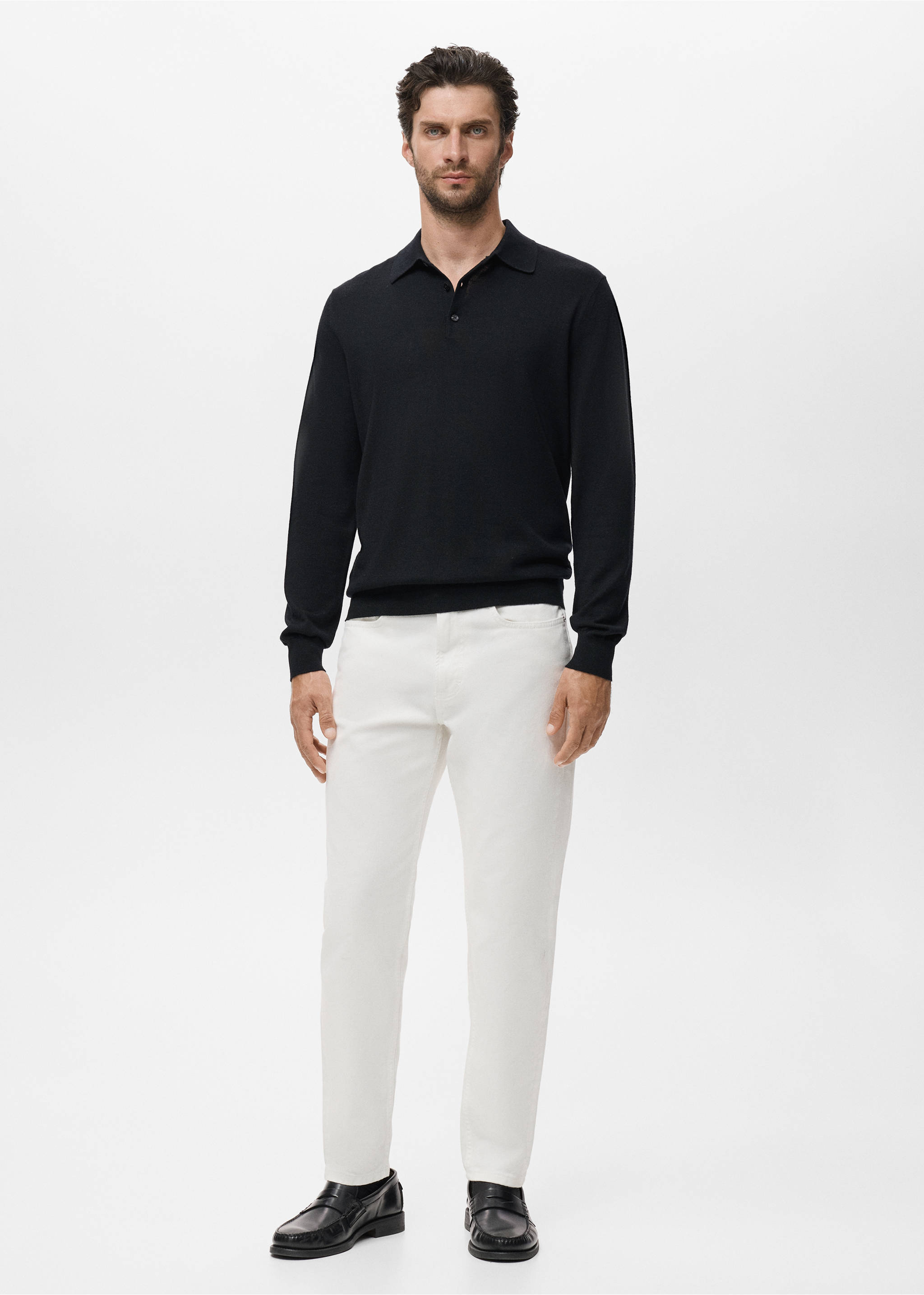 100% merino wool polo sweater - General plane, Black. Ref: 17085970-00.