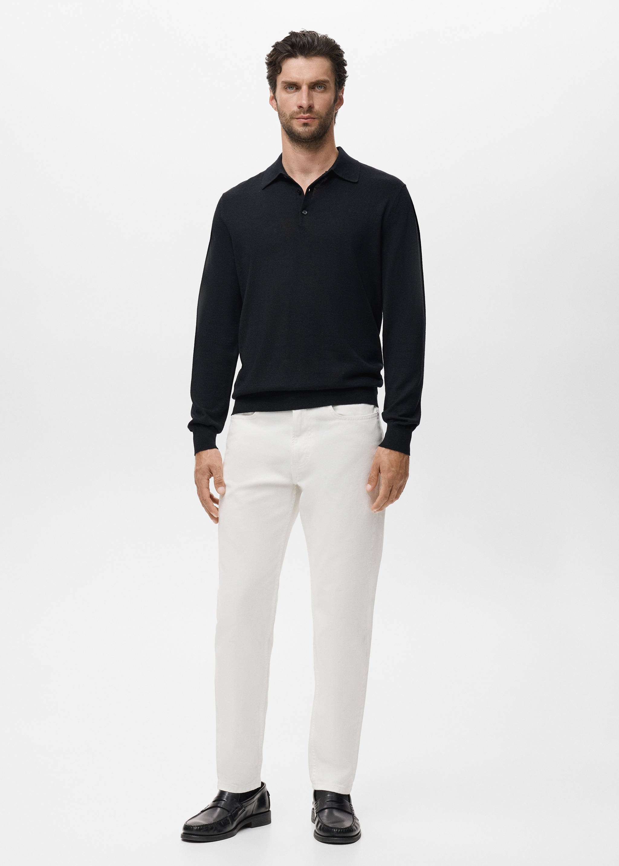 100% merino wool polo sweater - General plane