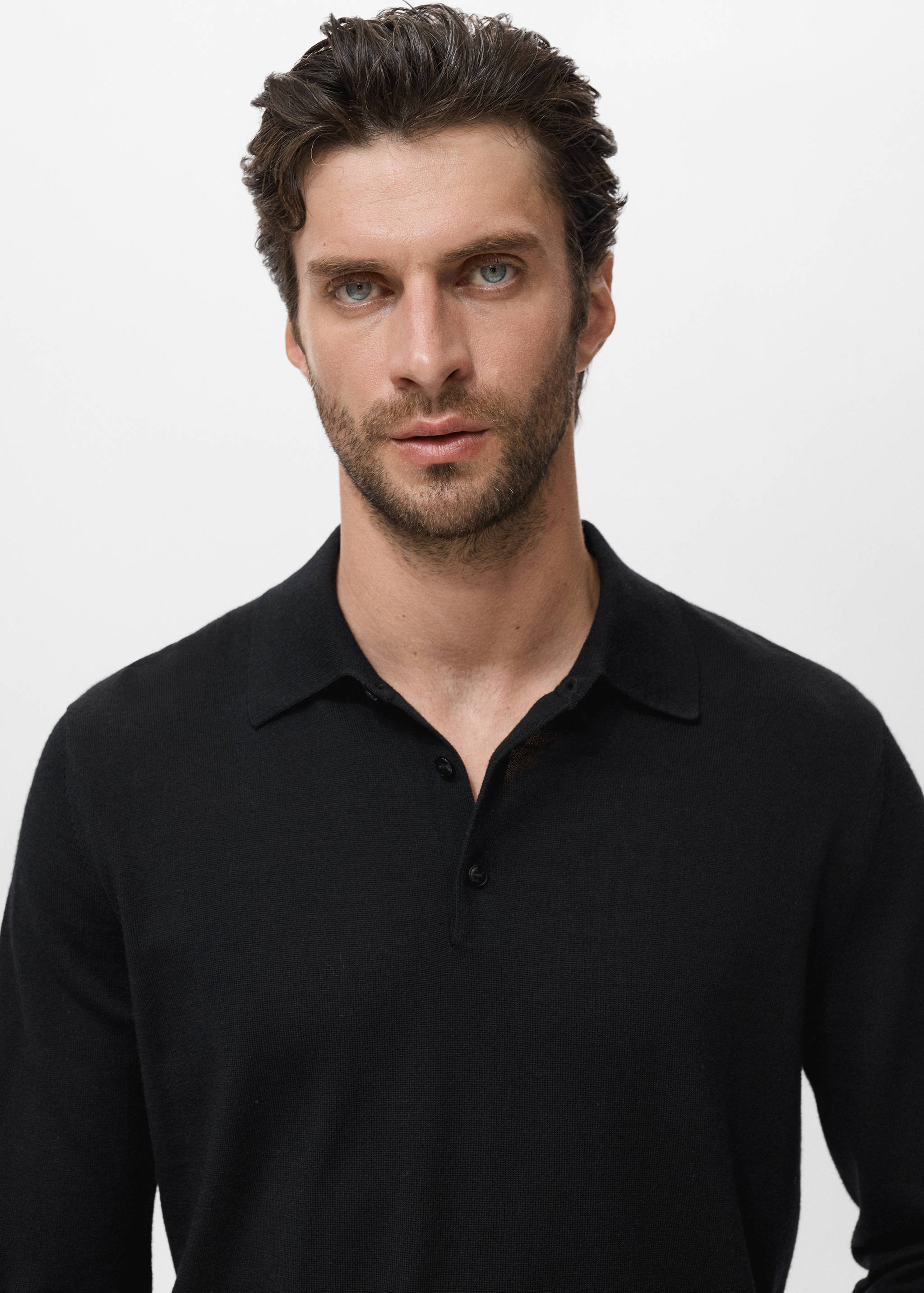 100% merino wool polo sweater - Details of the article 1