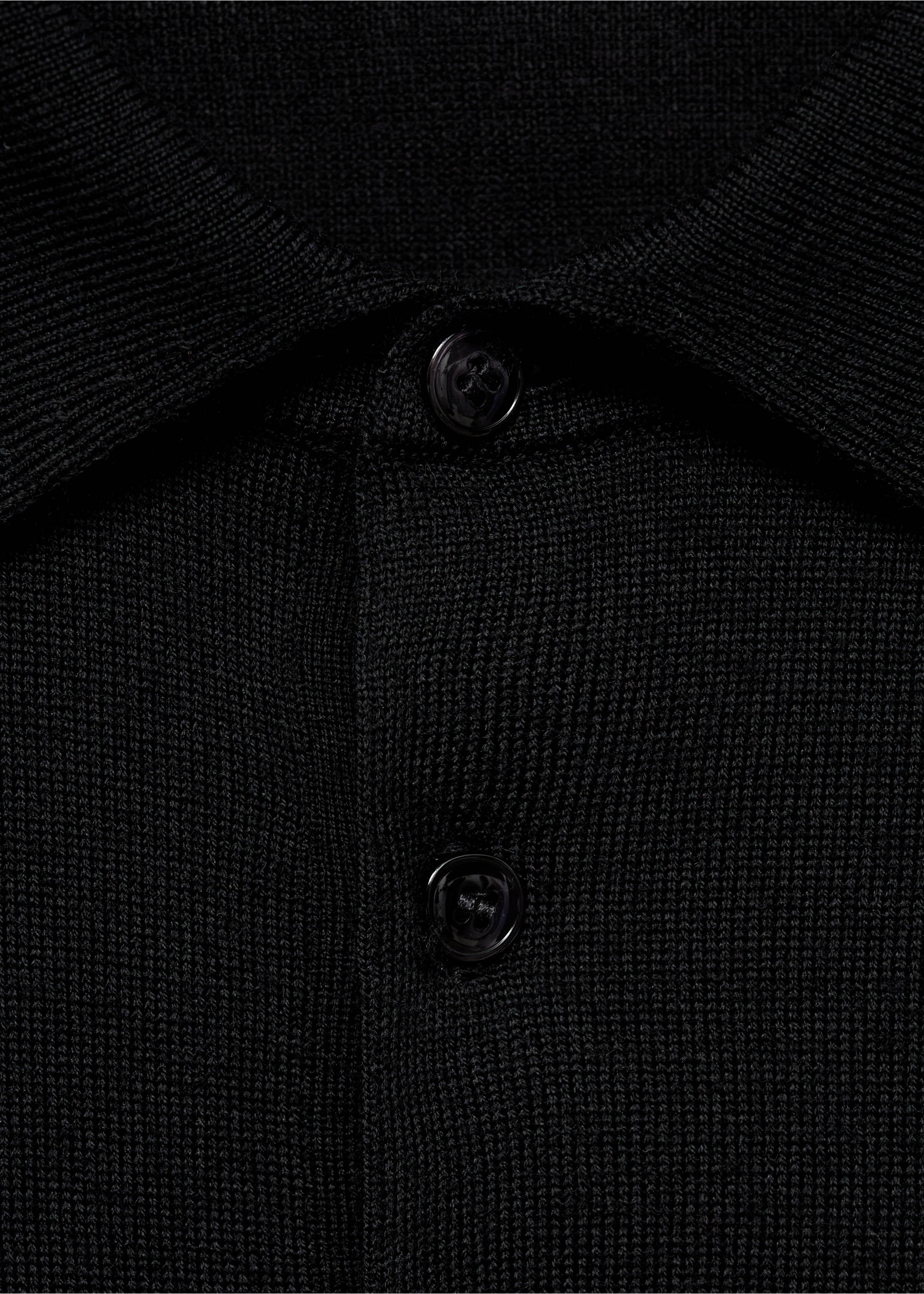 100% merino wool polo sweater - Details of the article 8, Black. Ref: 17085970-00.