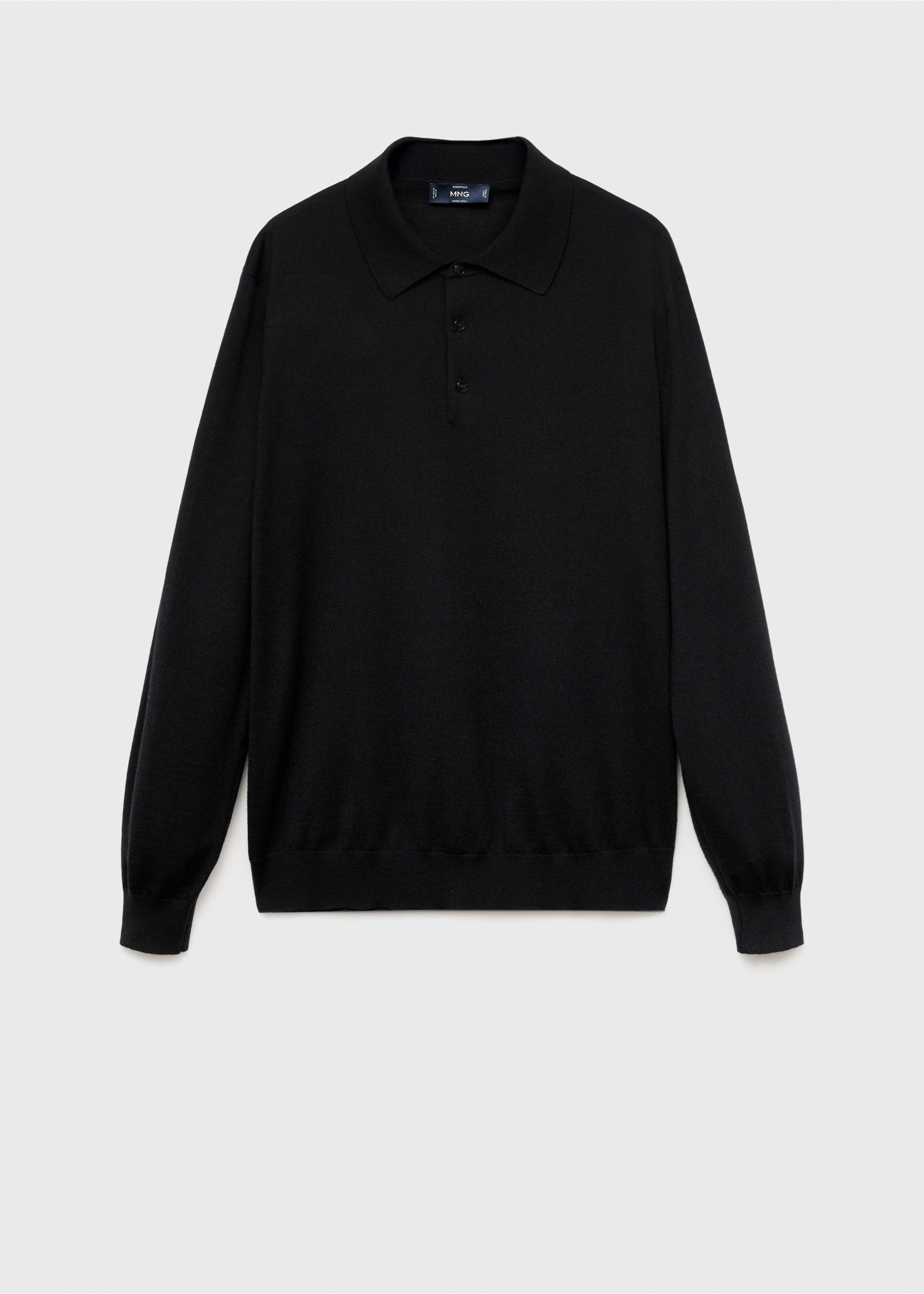 100% merino wool polo sweater - Article without model, Black. Ref: 17085970-00.