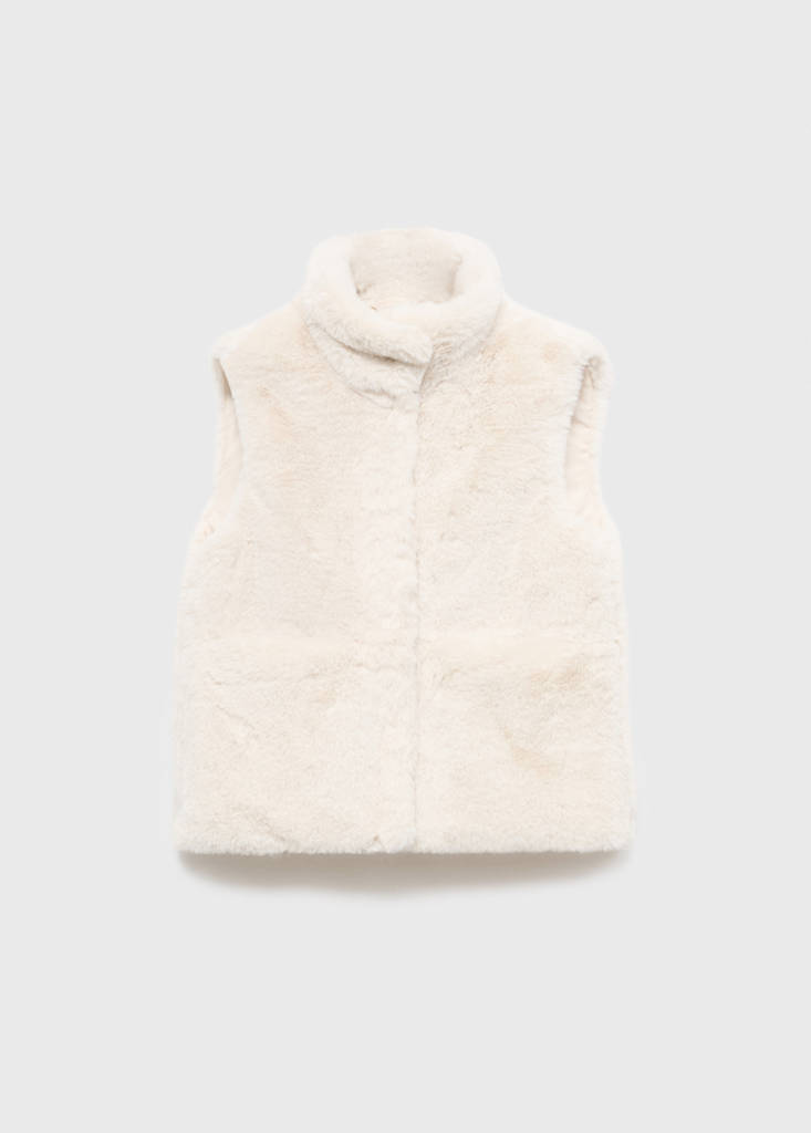 Fur-effect cape gilet — Ecru