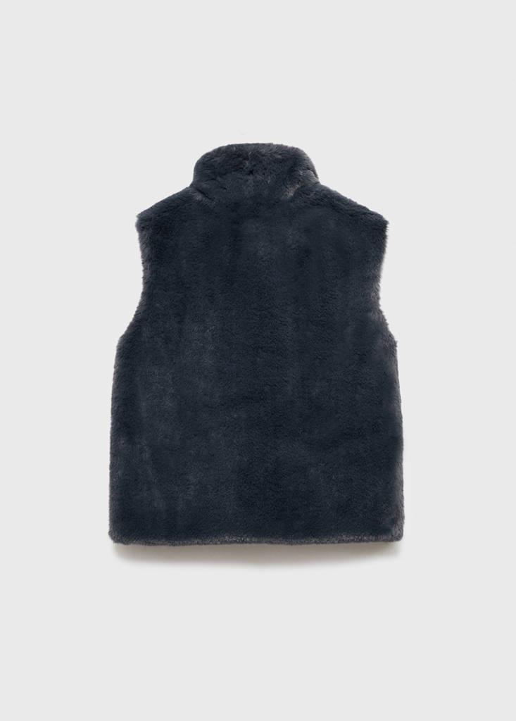 Fur-effect cape gilet — Charcoal