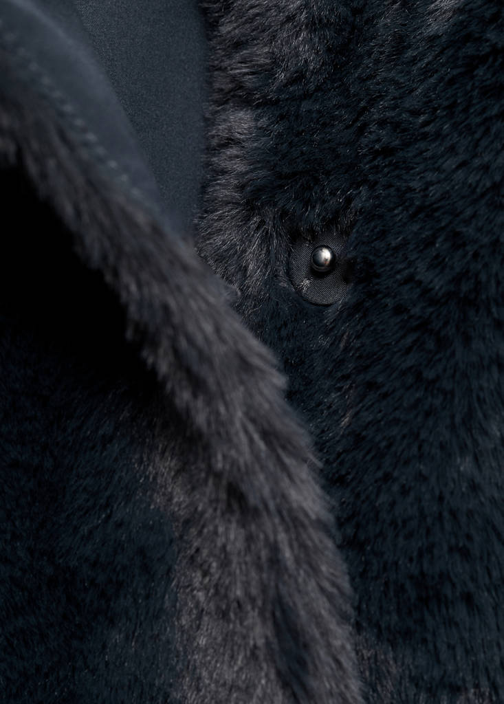 Fur-effect cape gilet — Charcoal