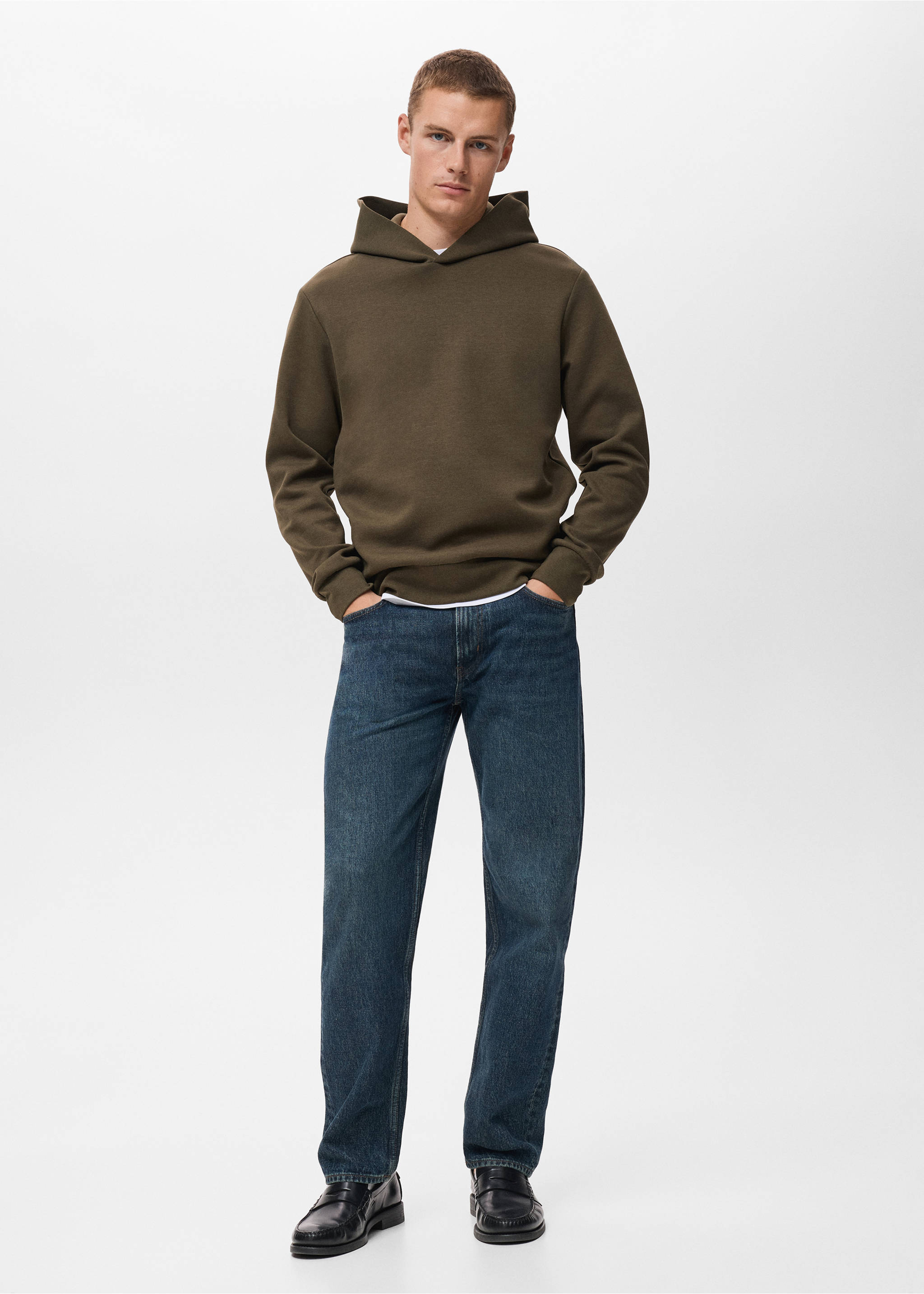 Sudadera capucha regular fit - Plano general, Oliva. Ref: 17085972-00.