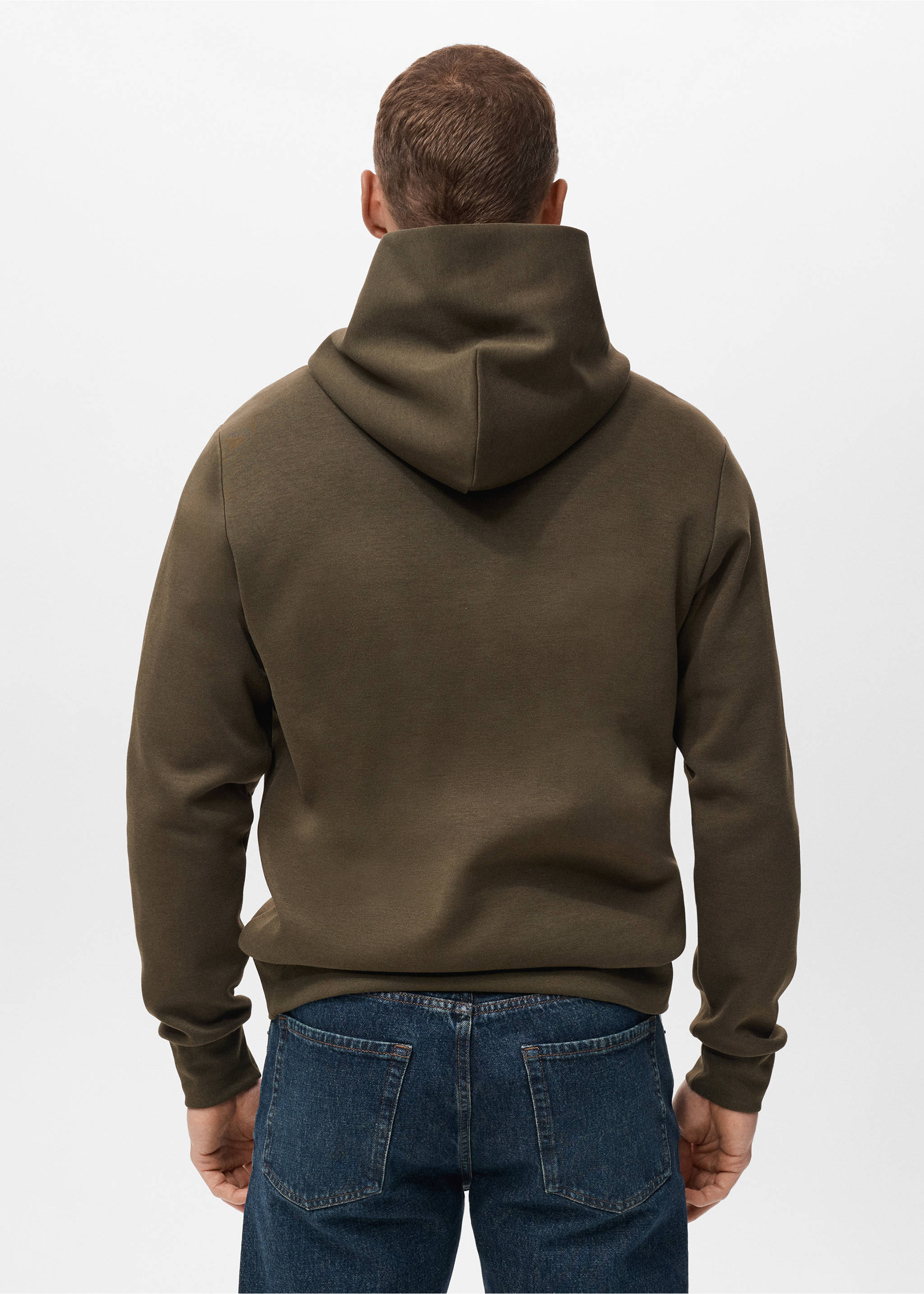 Sudadera capucha regular fit - Reverso del artículo, Oliva. Ref: 17085972-00.