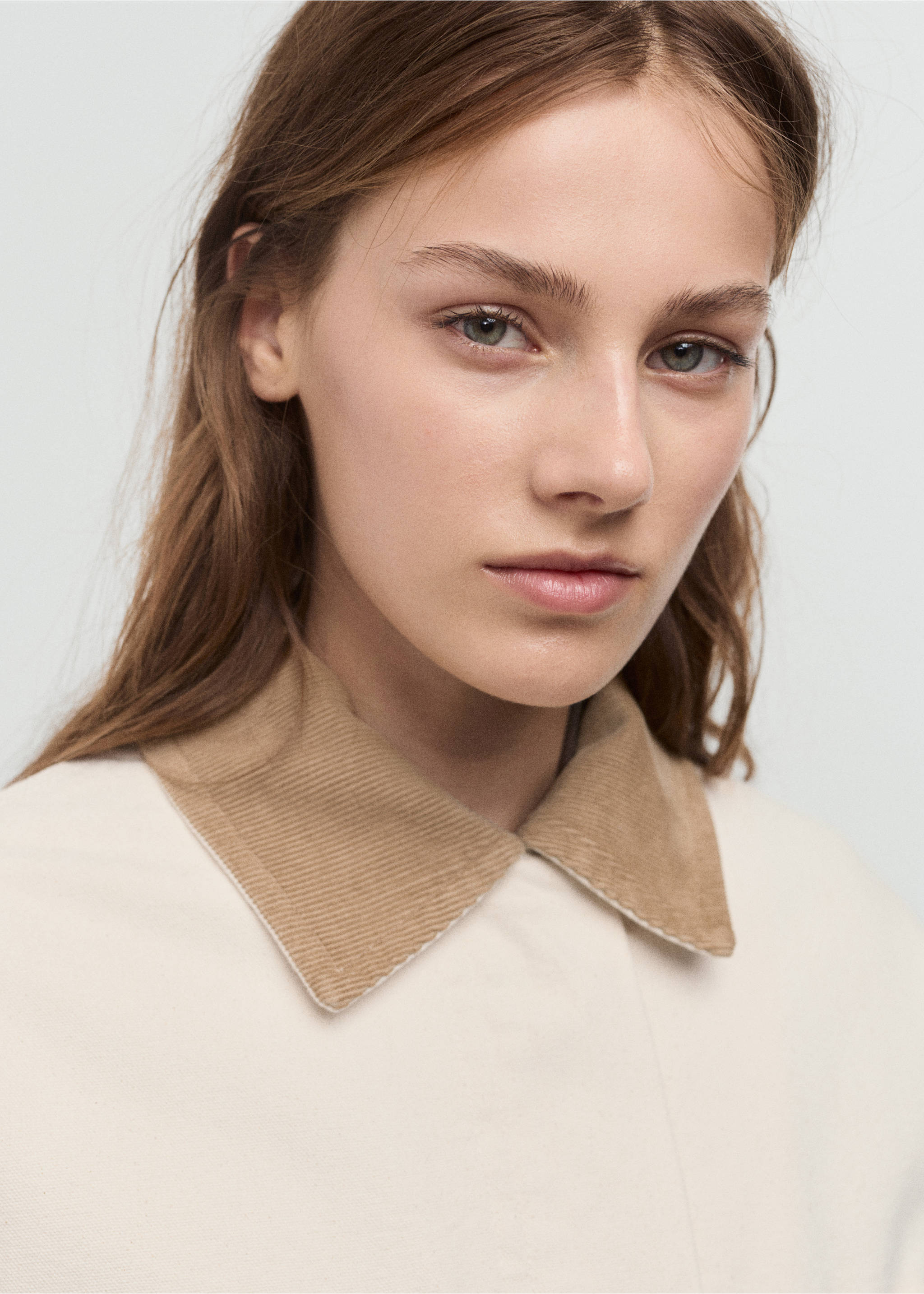 Parka en jean avec col en velours côtelé - Détail de l'article 1, Écru. Ref: 17085975-00.