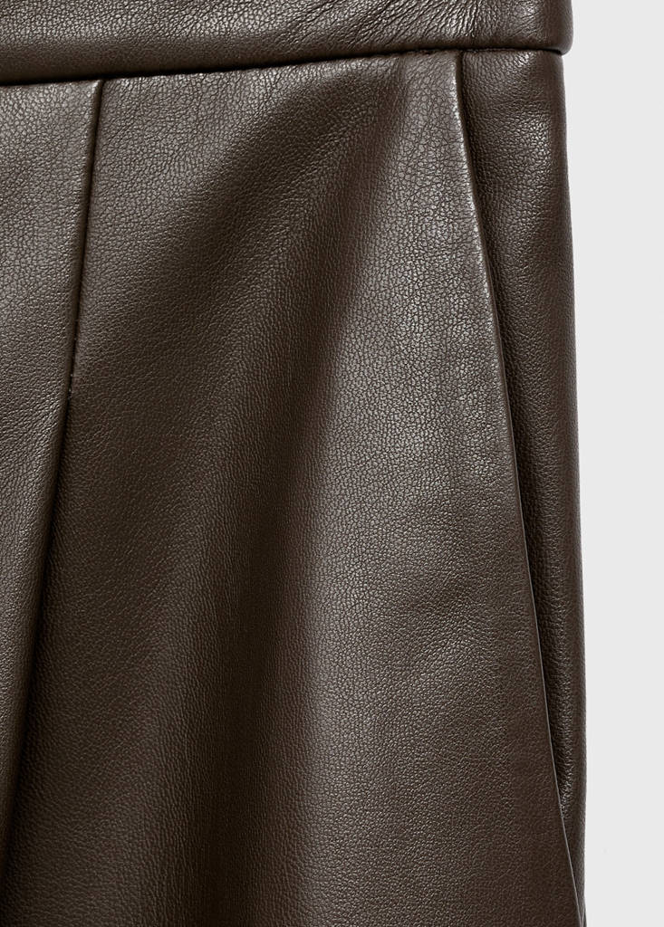 Wide leg faux-leather trousers — Khaki