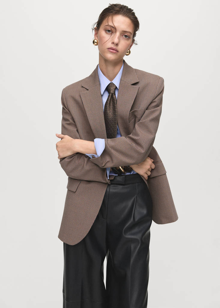 Wide leg faux-leather trousers — Black