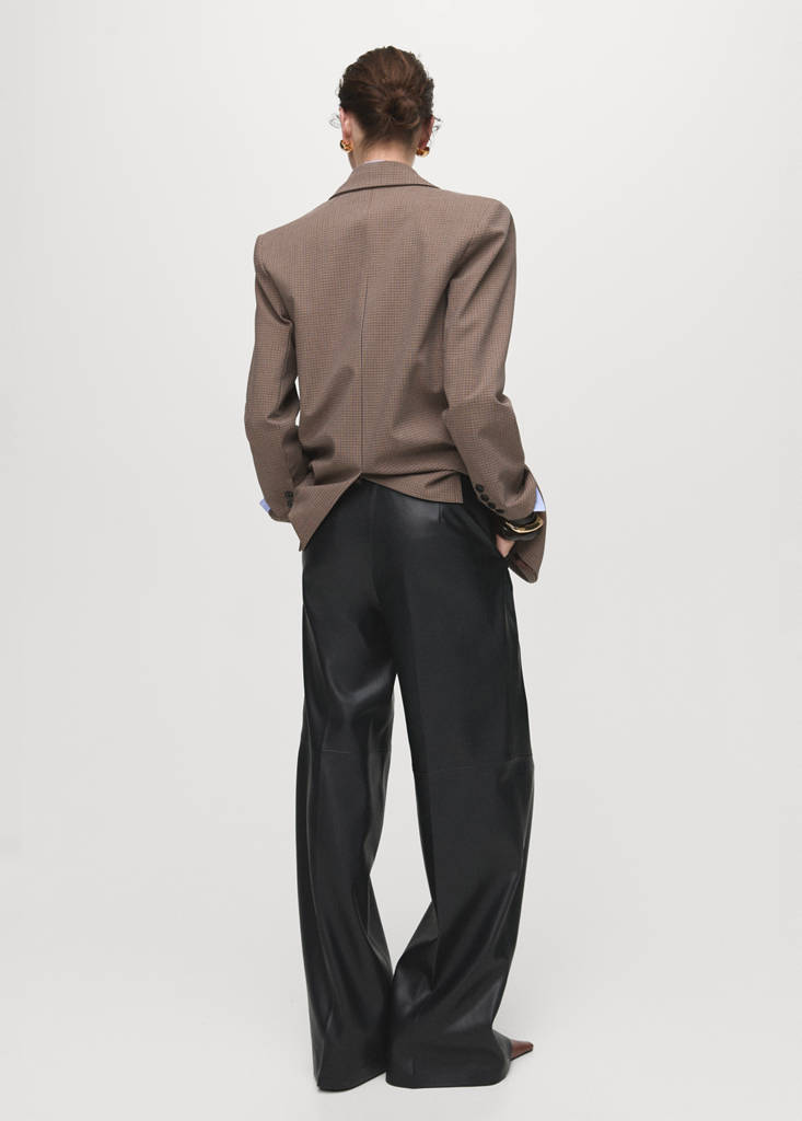 Wide leg faux-leather trousers — Black