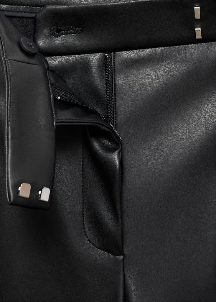 Wide leg faux-leather trousers — Black
