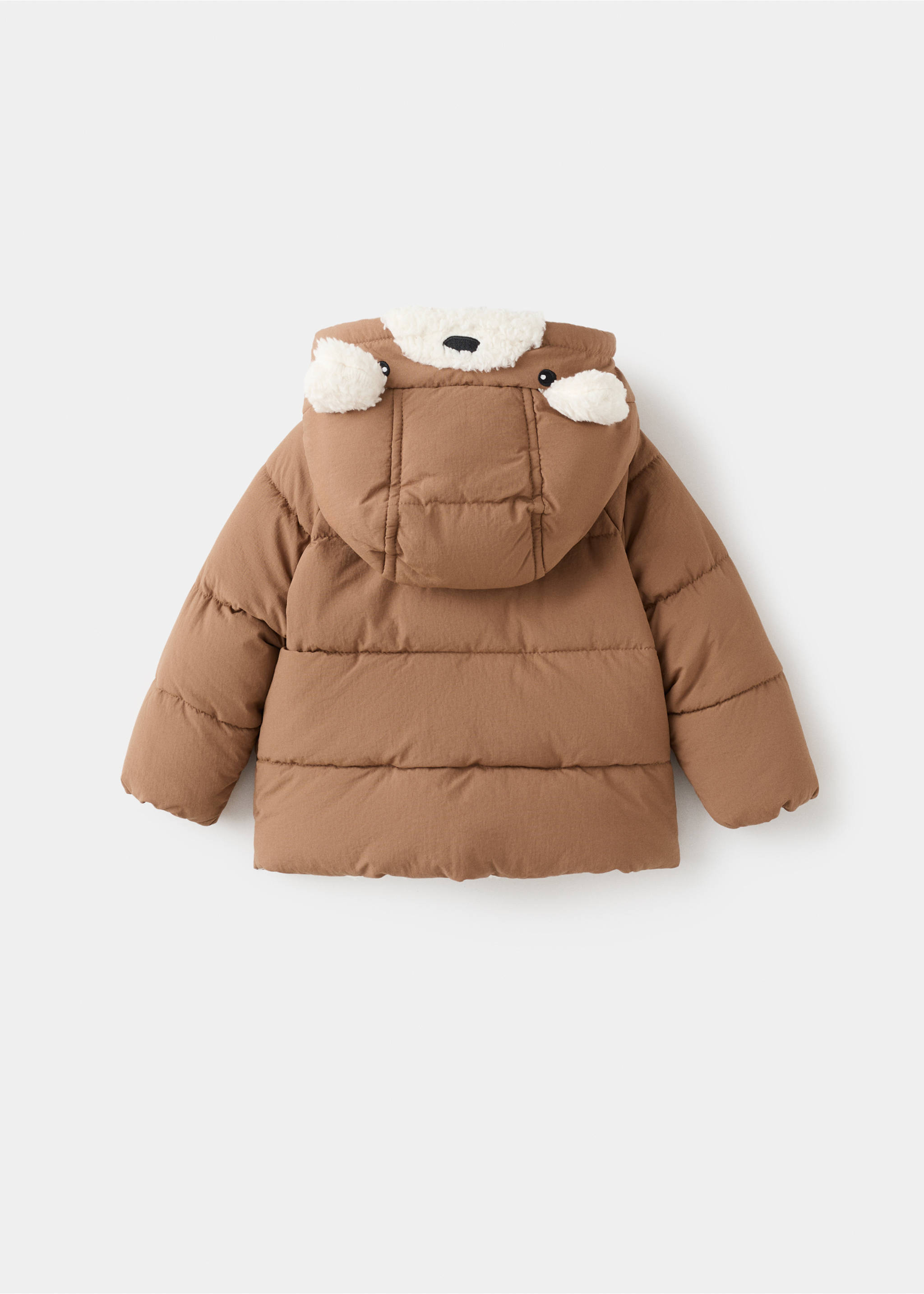 Anorak acolchado pelo - Reverso del artículo, Chocolate. Ref: 17085977-00.