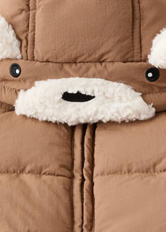 Fur-effect quilted coat — Chocolate 2