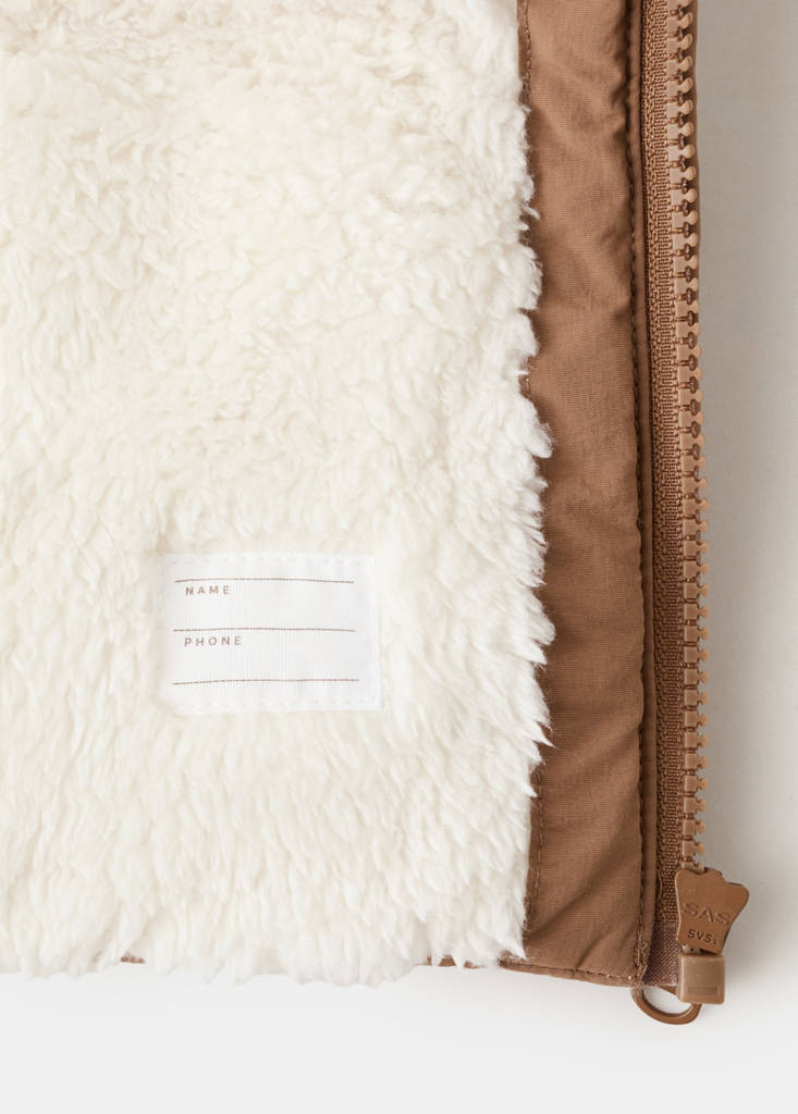 Fur-effect quilted coat — Chocolate