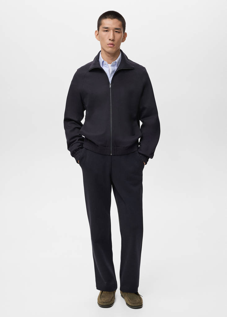 Regular-fit zip-up hoodie — Navy