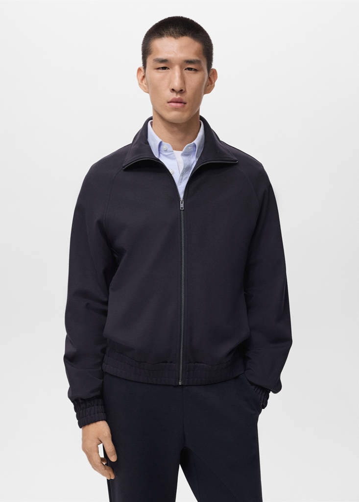 Regular-fit zip-up hoodie — Navy
