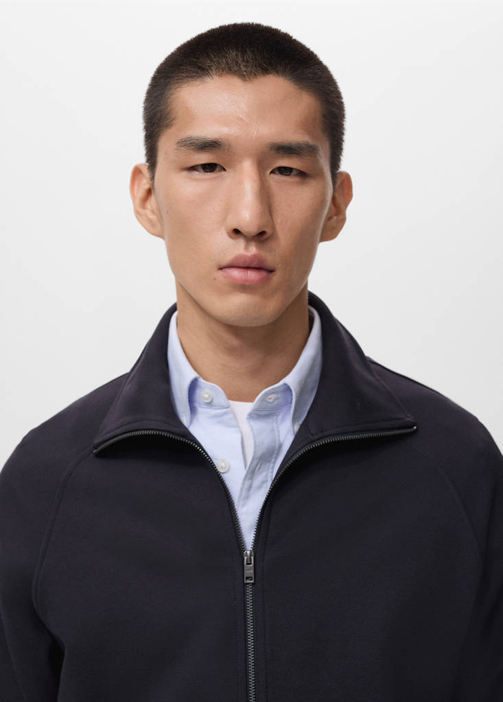 Regular-fit zip-up hoodie — Navy