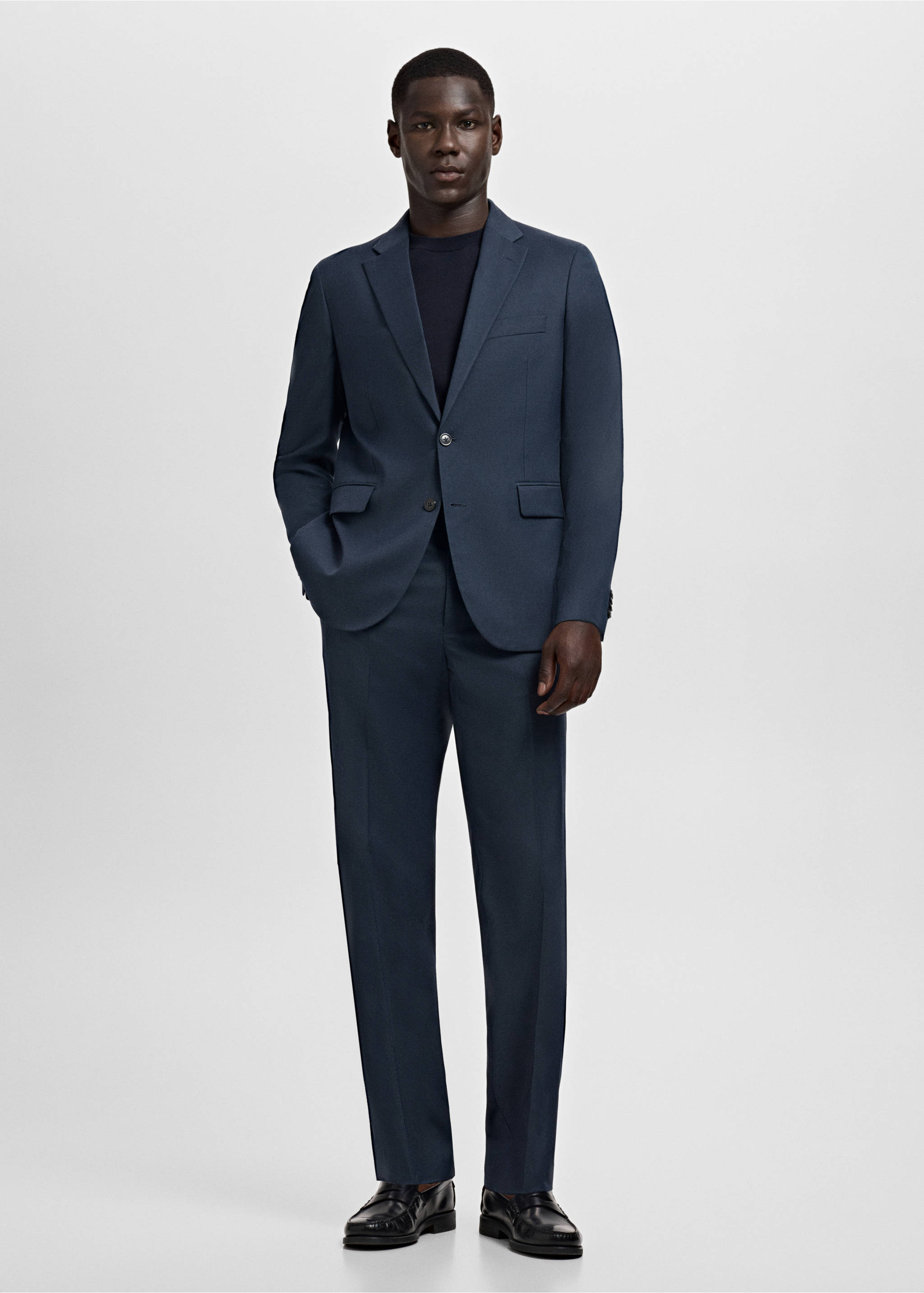 Костюмный пиджак London классического кроя - Общий план, Глубокий темно-синий. Ref: 17085997-00.