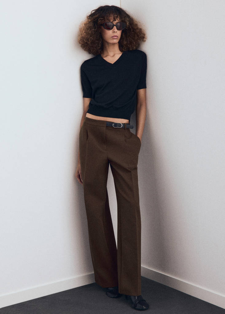 MANGO - Pantalon combiné avec ceinture marron - 38