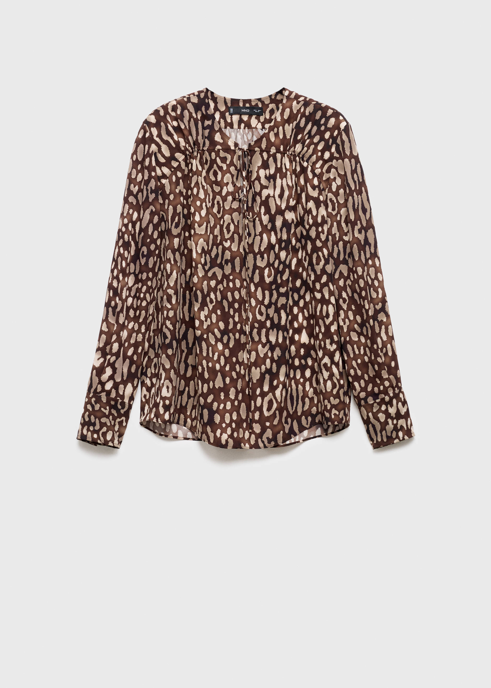 Satin leopard-print blouse with bow - Article without model