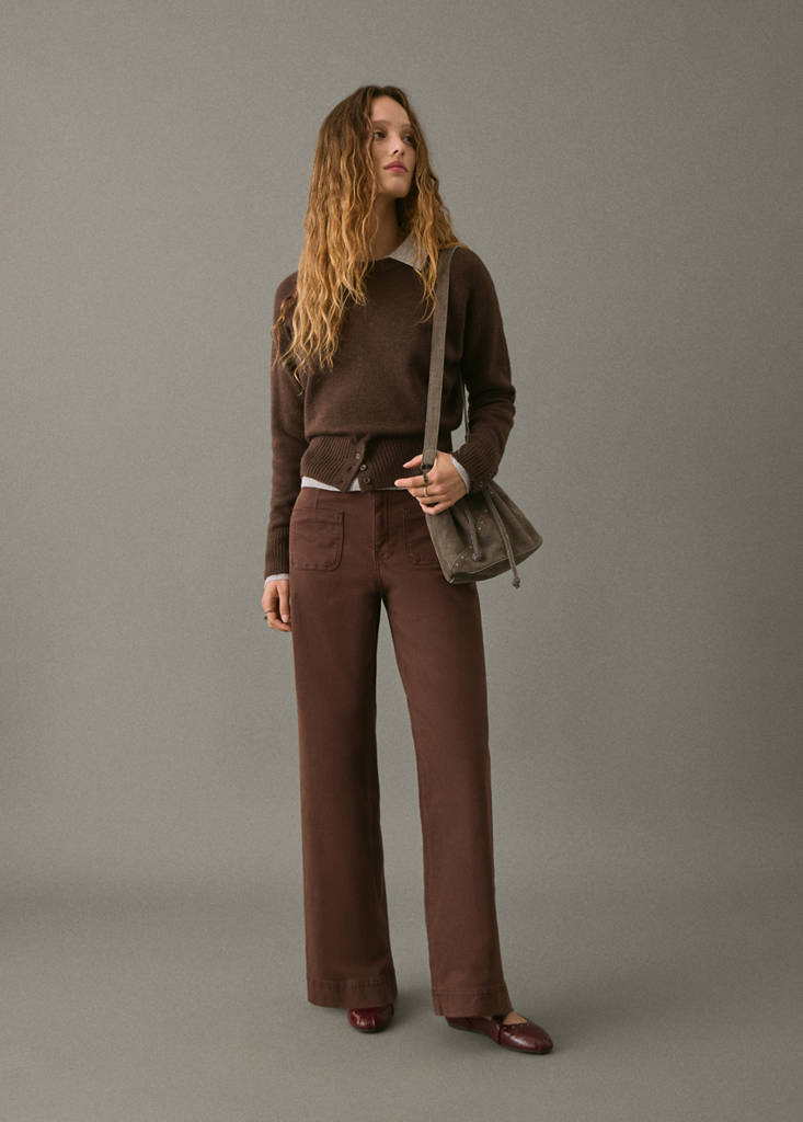 Wide leg jeans with pockets — Chocolate