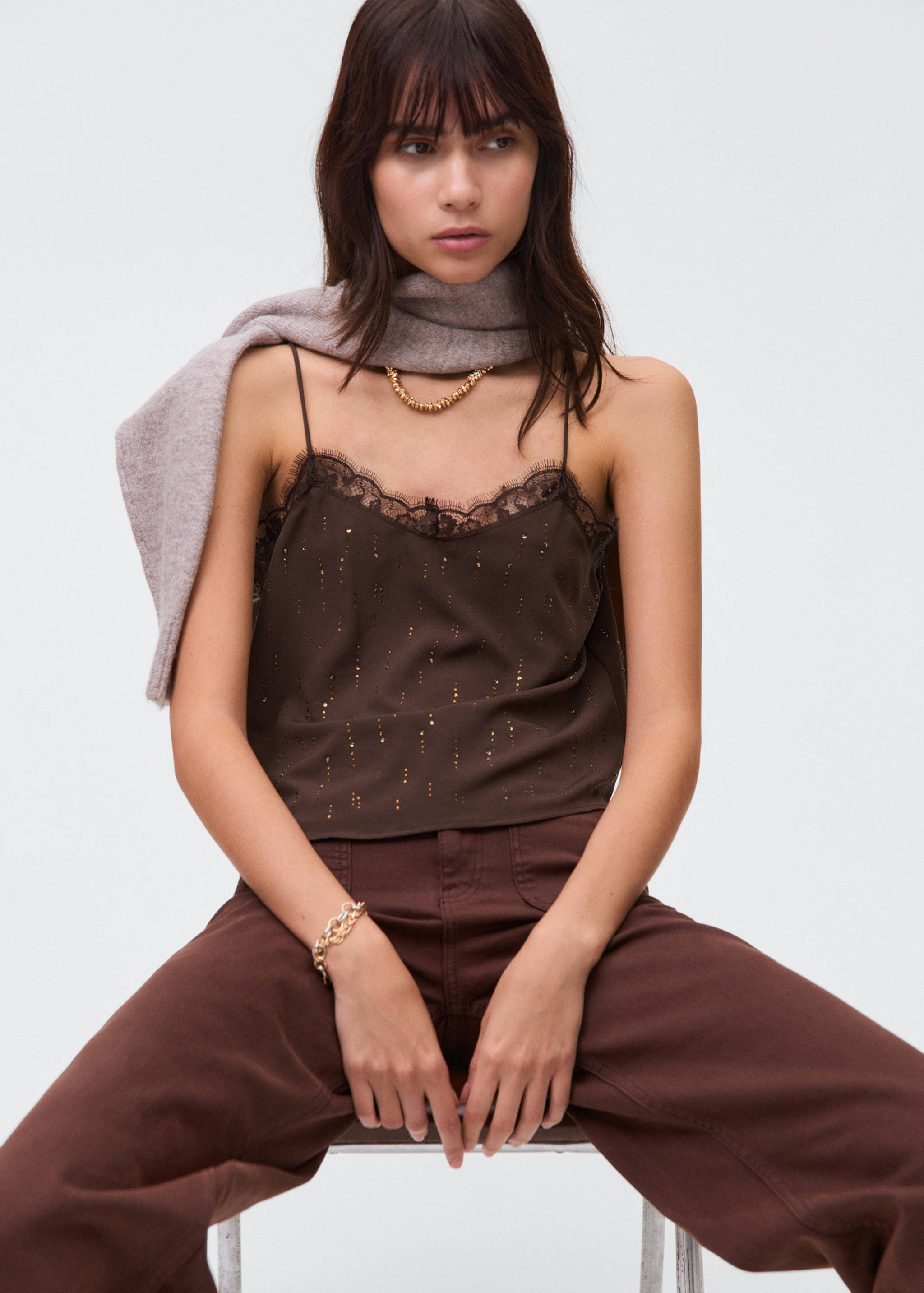 Top com estilo de lingerie com contas - Pormenor do artigo 2