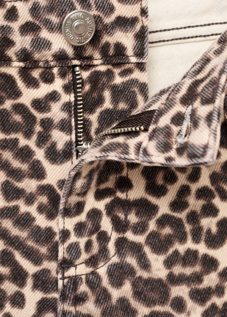Low-waist animal-print jeans — Ecru