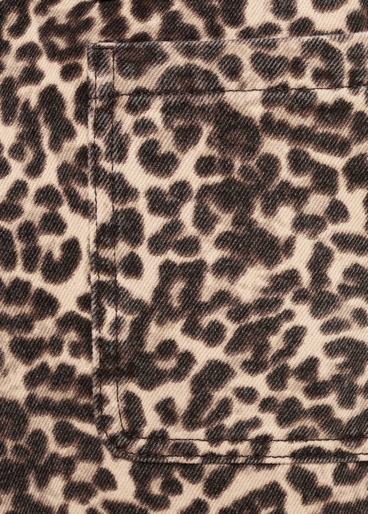 Low-waist animal-print jeans — Ecru