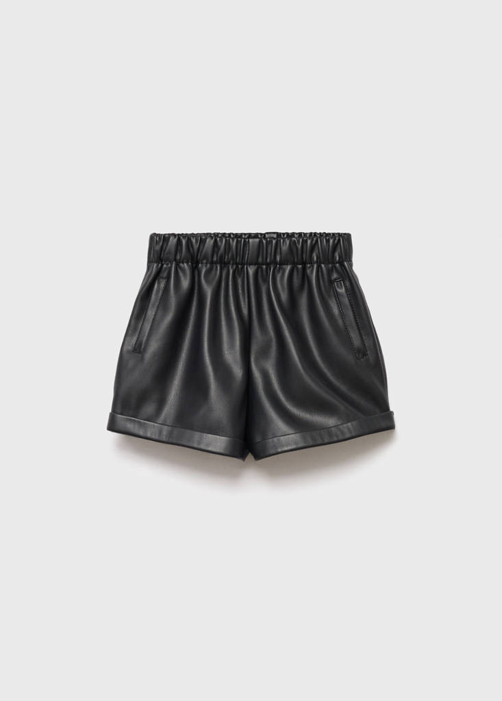 Faux-leather shorts — Black