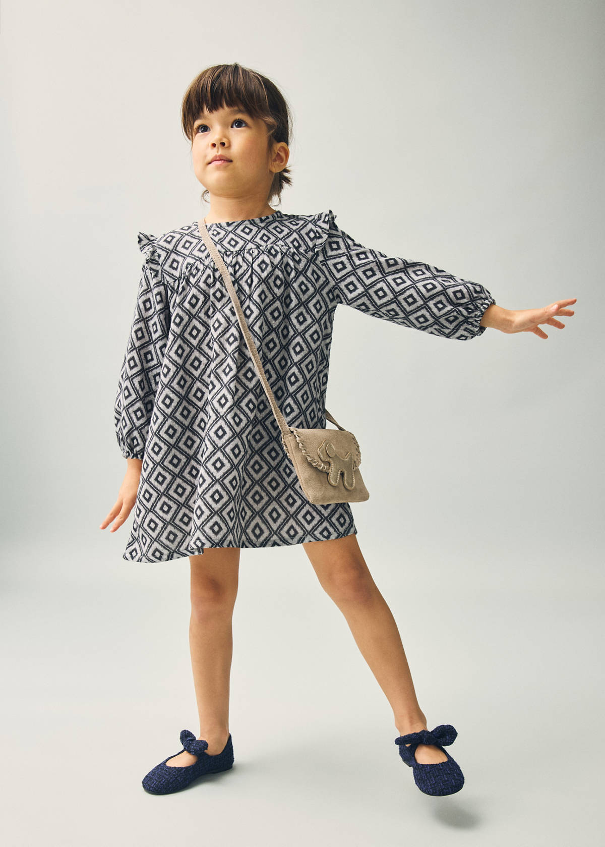 Ethnic print dress — Black