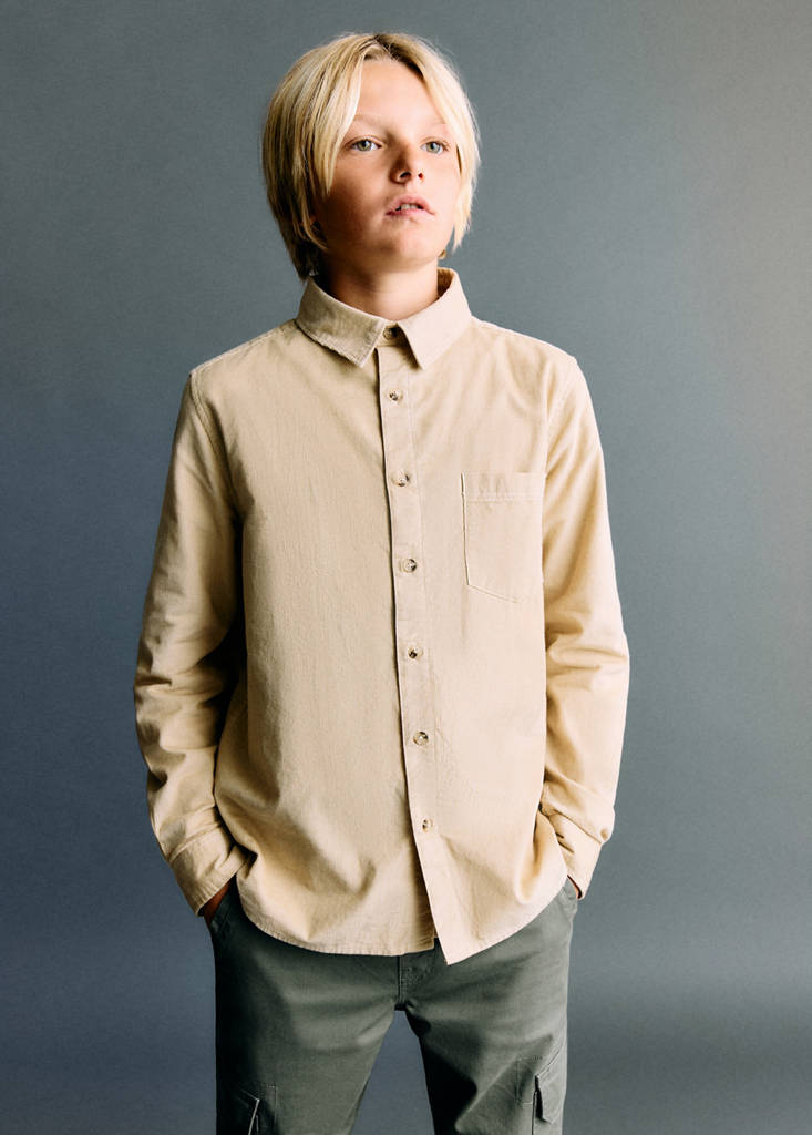 Regular-fit corduroy shirt — Sand