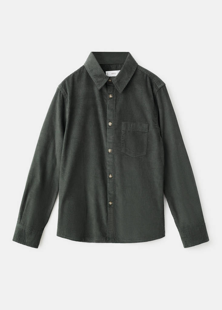 Regular-fit corduroy shirt — Forest Green