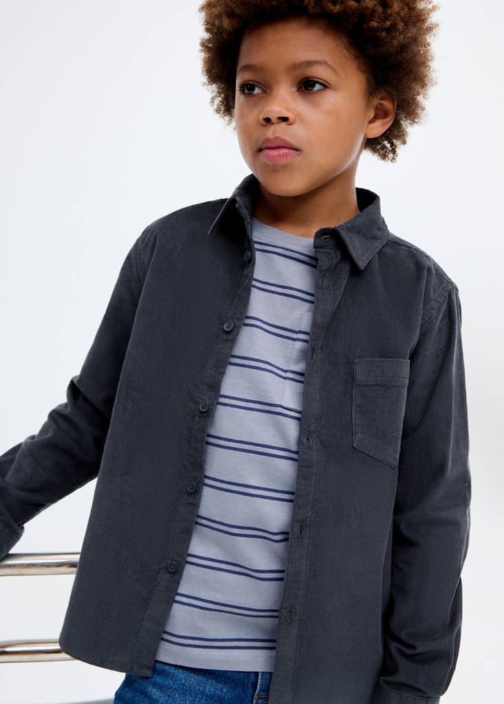 Regular-fit corduroy shirt — Navy