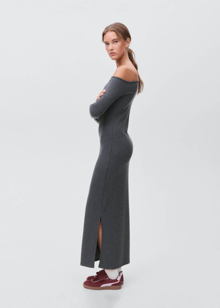Long dress with cut-out — Dark Heather Grey