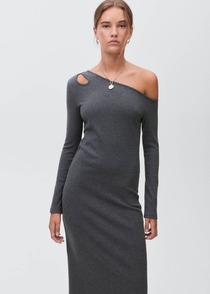 Long dress with cut-out — Dark Heather Grey