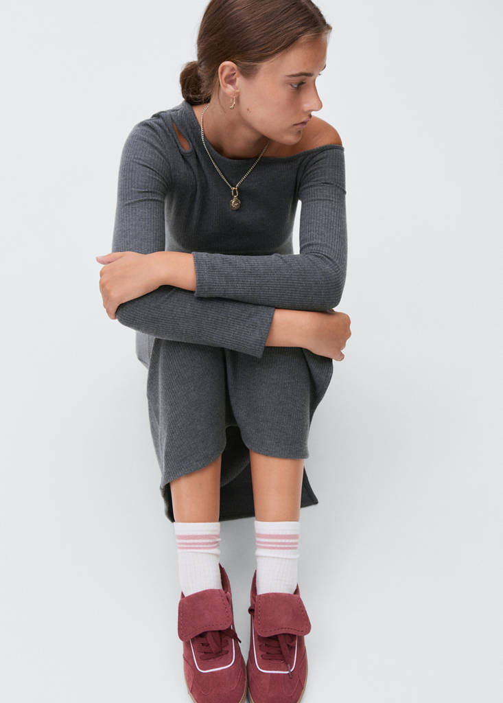 Long dress with cut-out — Dark Heather Grey