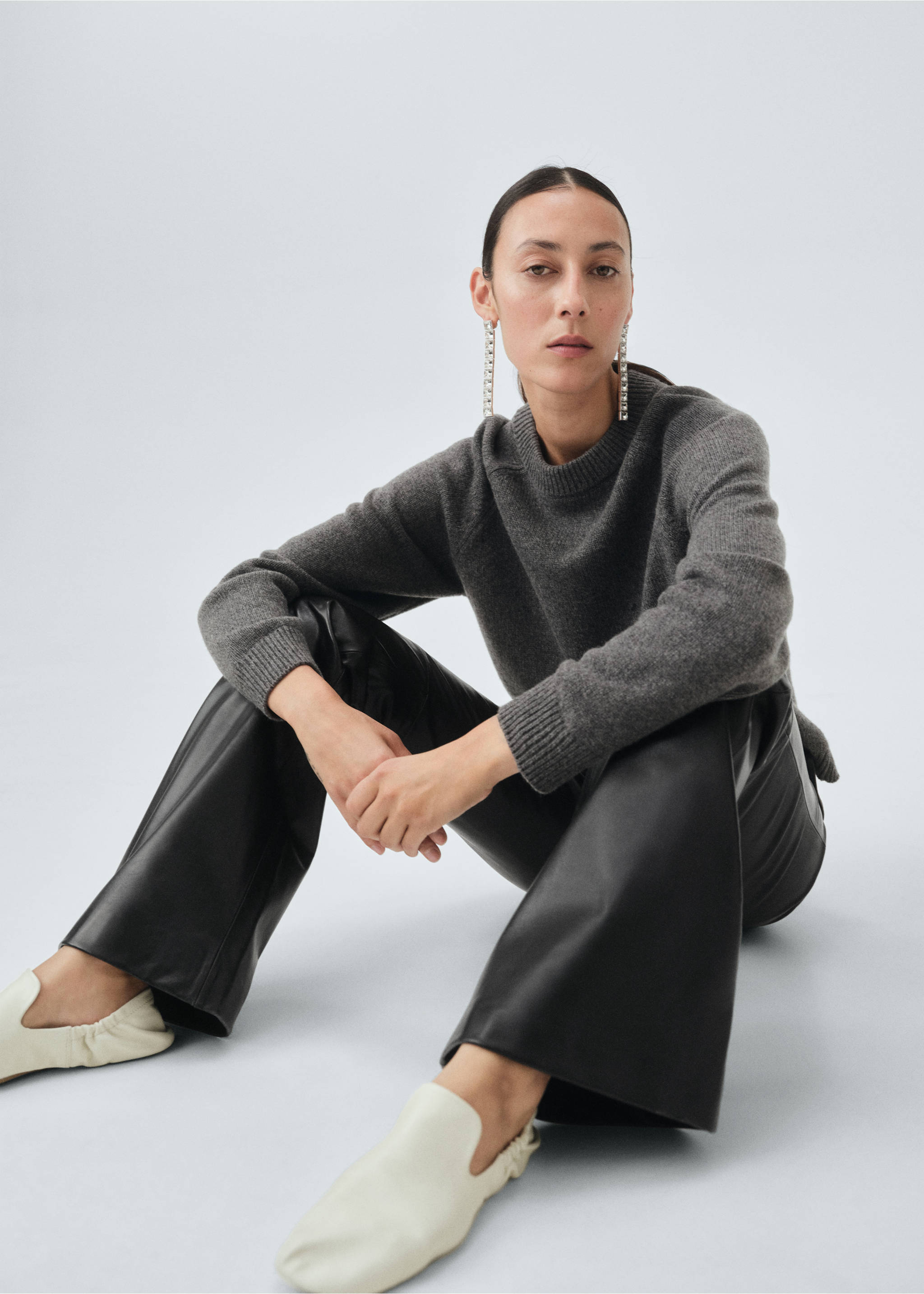 100%皮革喇叭裤 - null, 黑色. Ref: 17086343-00.