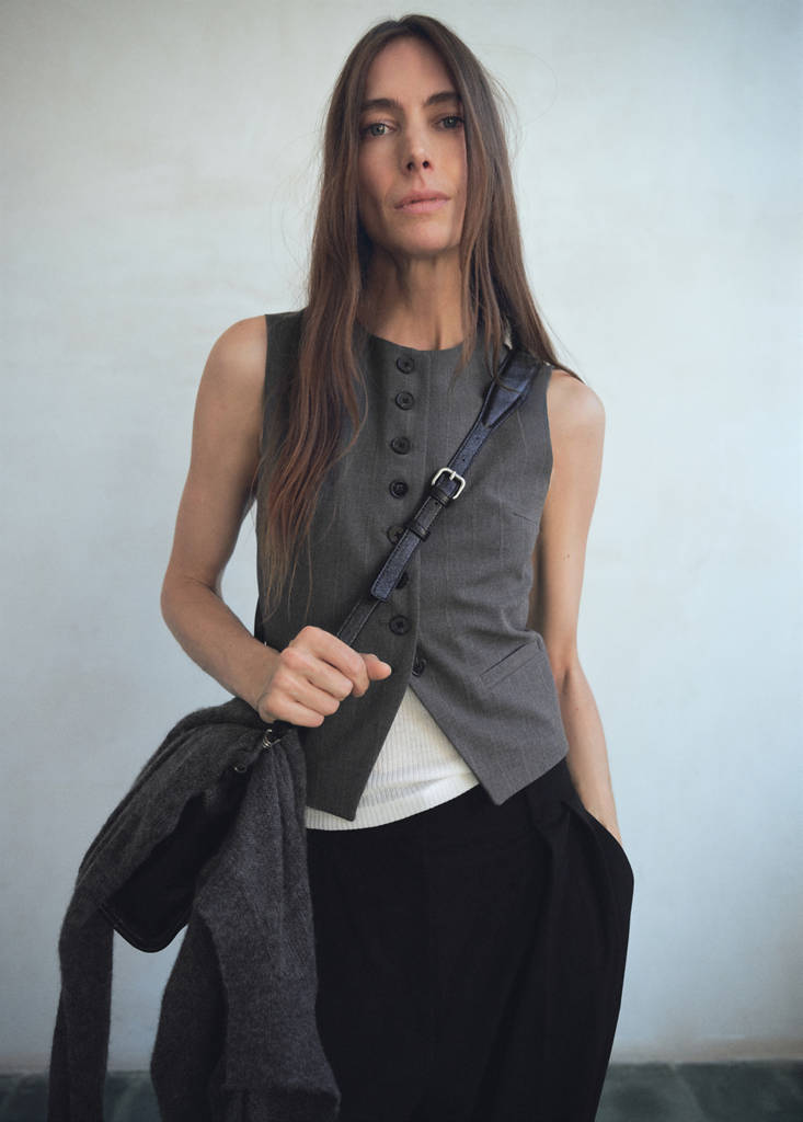 Suit waistcoat with buttons — Grey
