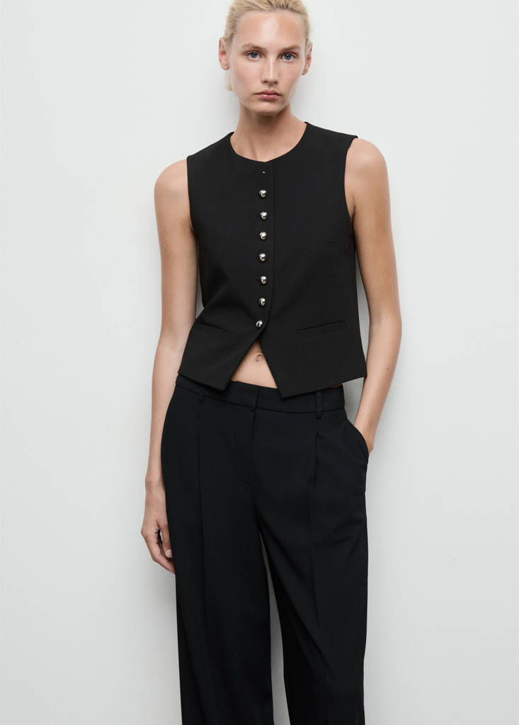 Suit waistcoat with buttons — Black