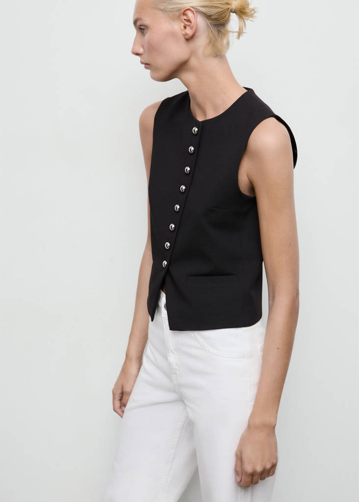 Suit waistcoat with buttons — Black