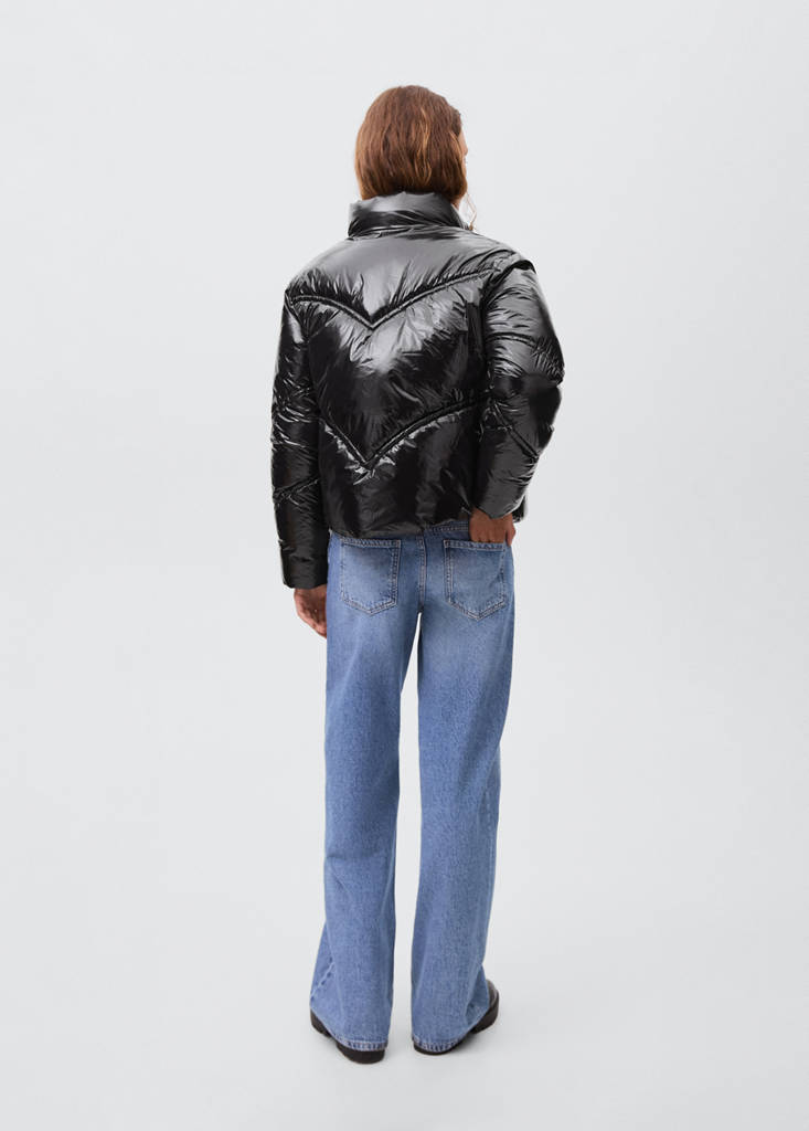 Shiny quilted anorak — Black